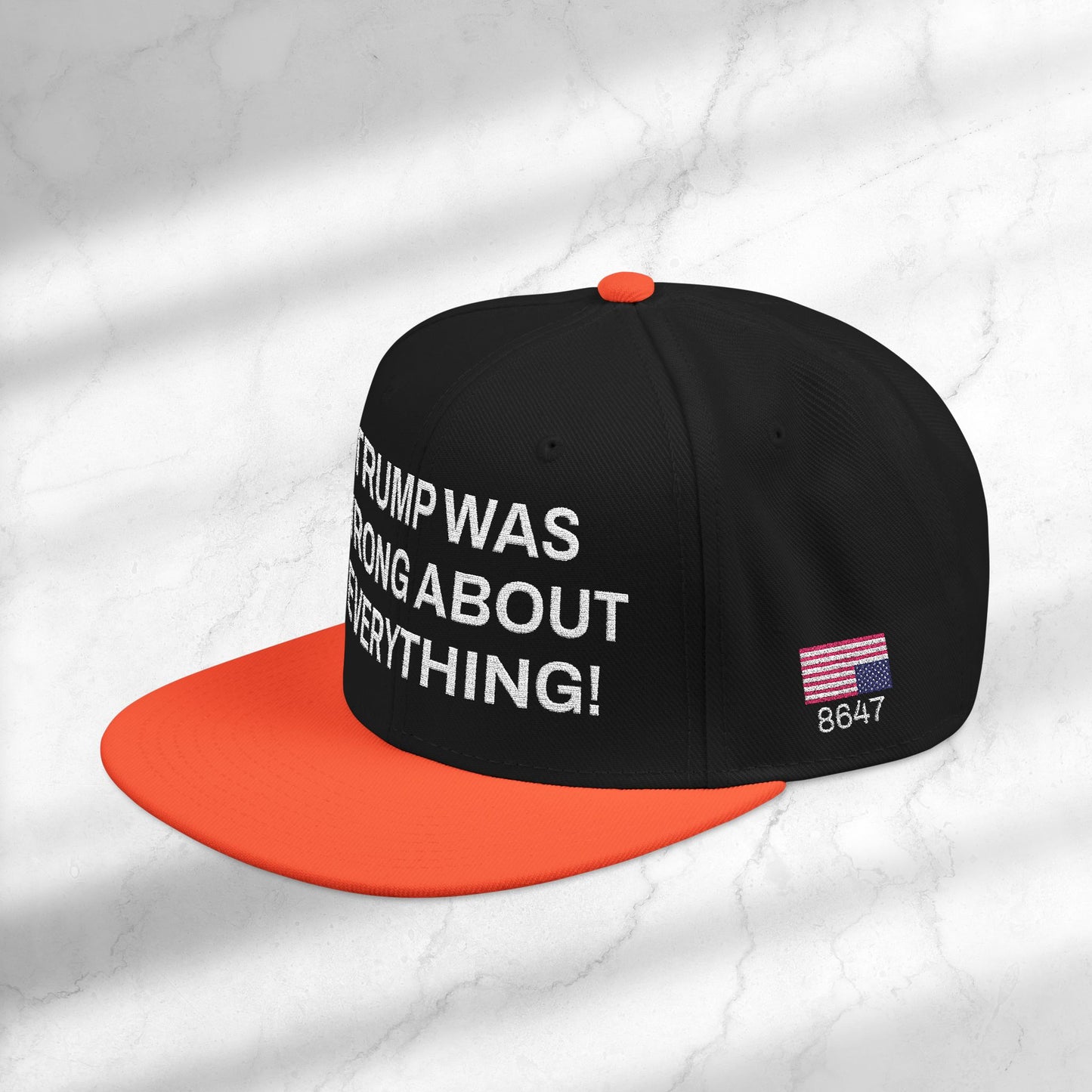 FDT Cap Embroidery Snapback DJT Protest Hat Trump Was Wrong About Everything Anti-Trump Merch Anti-Fascism Resistance Not My President Hat