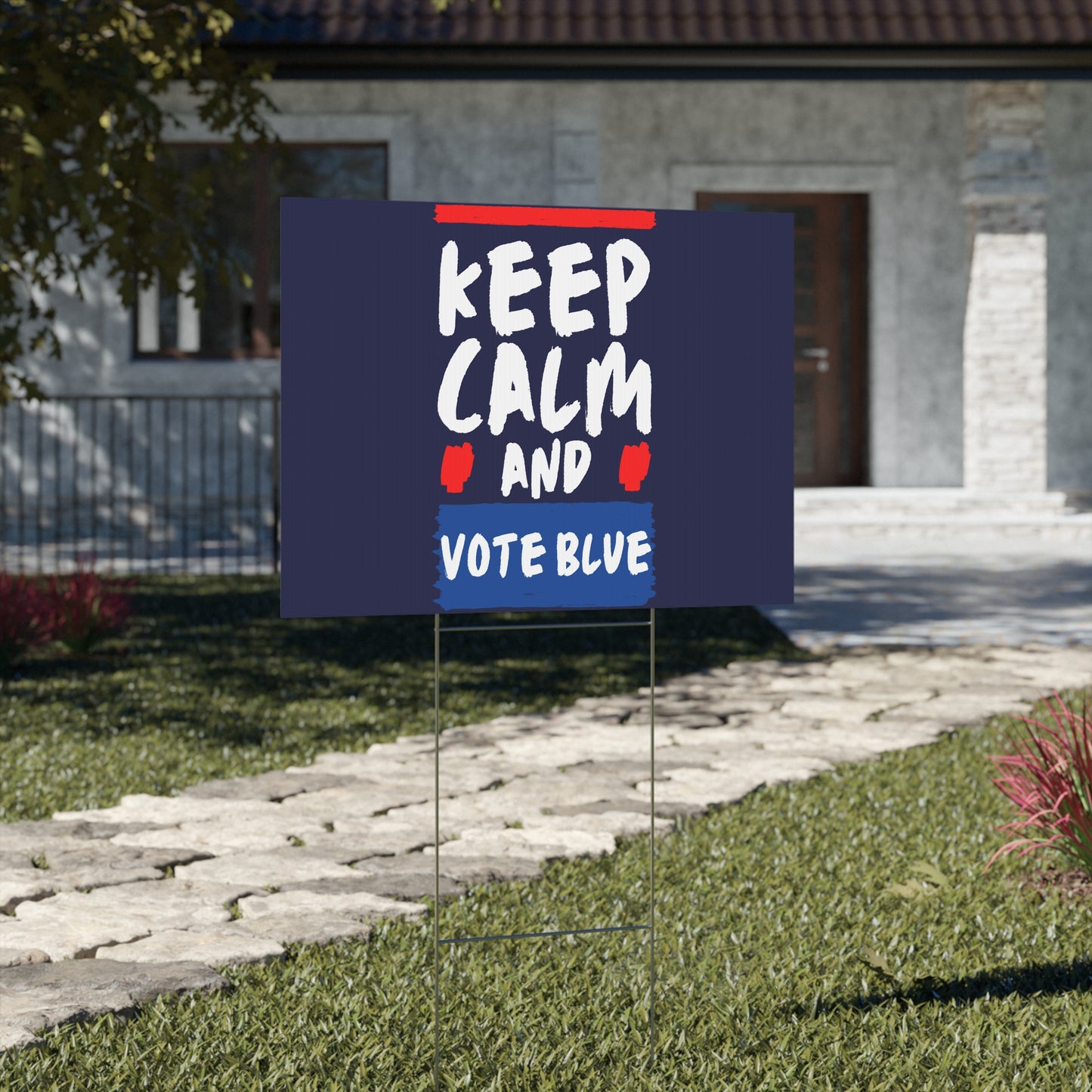 Keep Calm And Vote Blue Yard Sign - Save Democracy Sign - Patriotic Election Political Decor