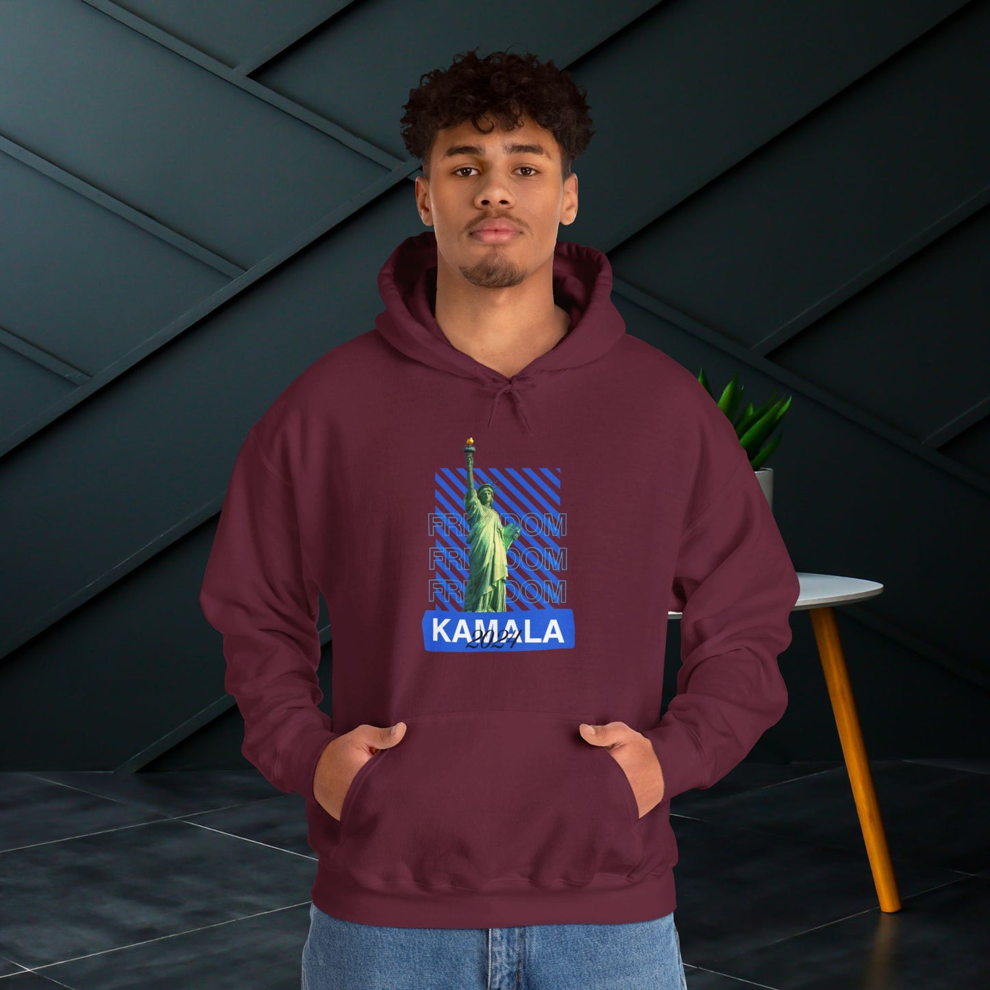 Freedom Kamala 2024 Hooded Sweatshirt - Statue of Liberty Freedom Hoodie - Pullover Hoodie