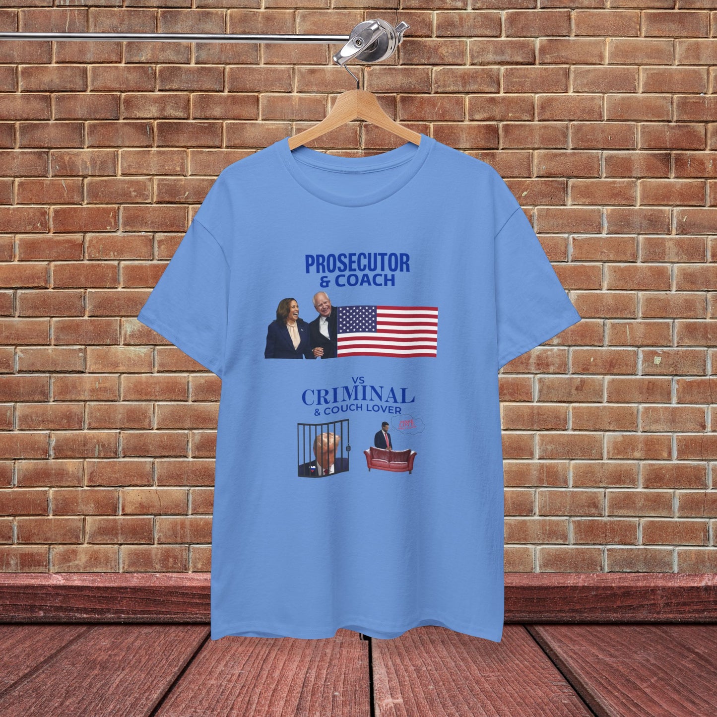 Prosecutor & Coach vs Criminal & Couch Lover Shirt- Harris Walz Tee-  Democrat Presidential Election T-Shirt