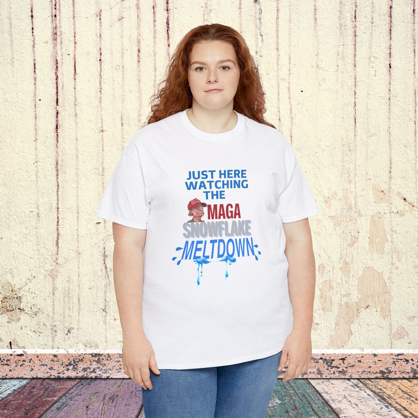 Just Here Watching the MAGA Snowflake Meltdown Shirt- Harris Walz Tee-  Democrat Presidential Election T-Shirt