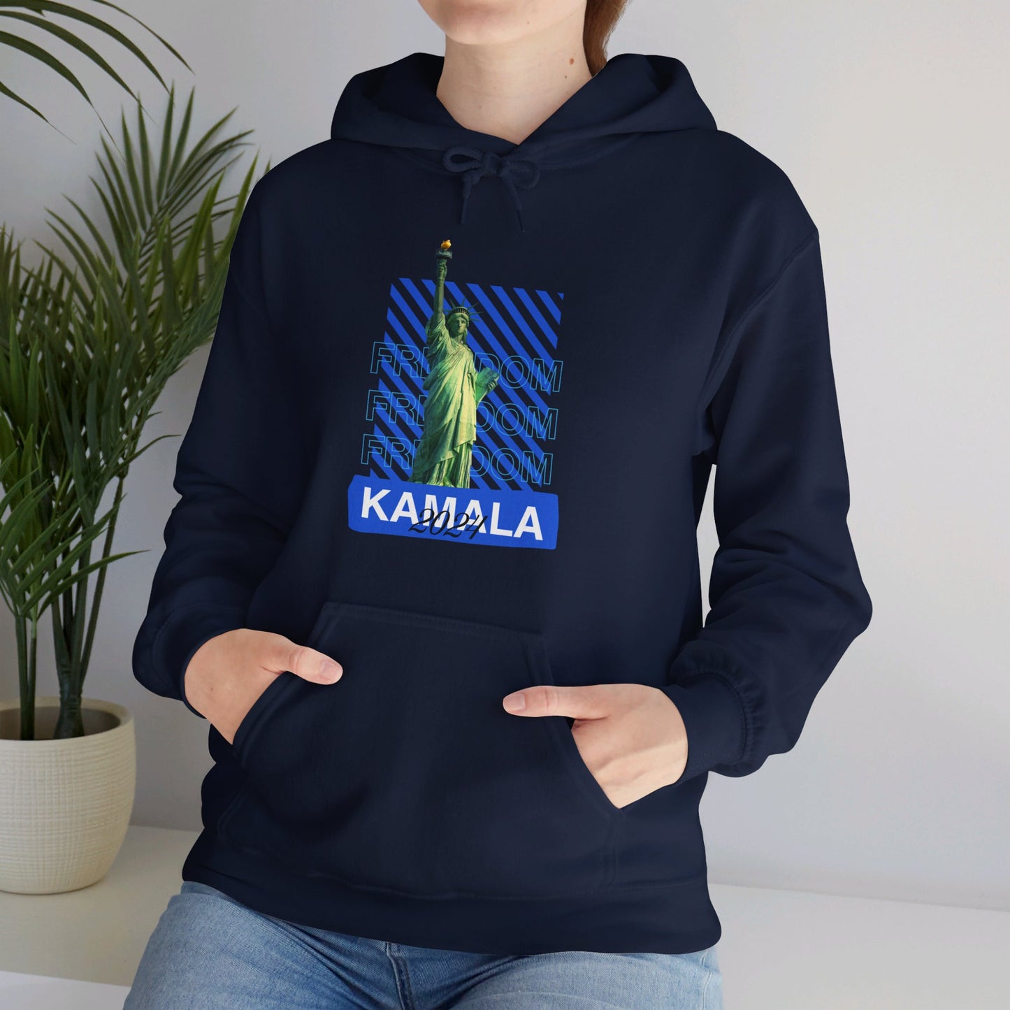 Freedom Kamala 2024 Hooded Sweatshirt - Statue of Liberty Freedom Hoodie - Pullover Hoodie