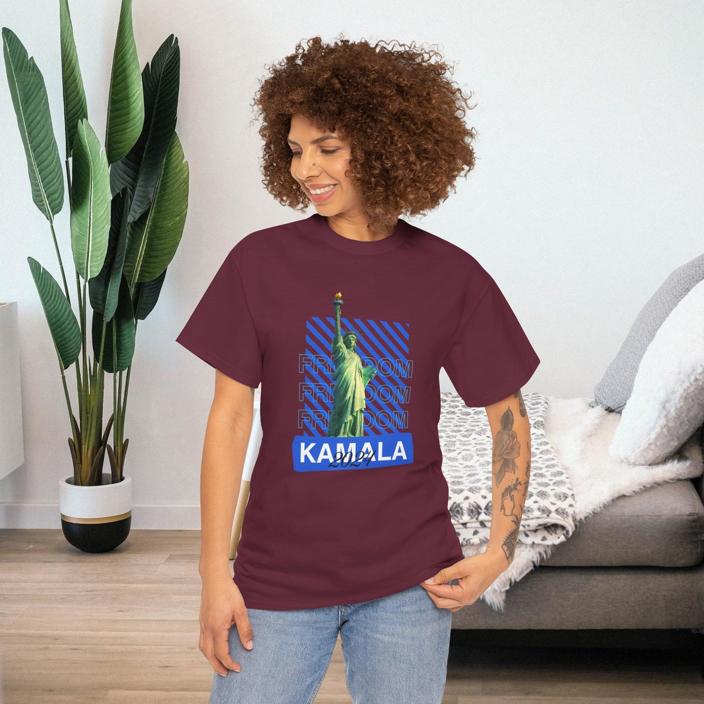 Statue of Liberty Kamala 2024 Freedom Shirt- Vote Blue T-Shirt- Democrat Presidential Election T-Shirt- Save Democracy Shirt