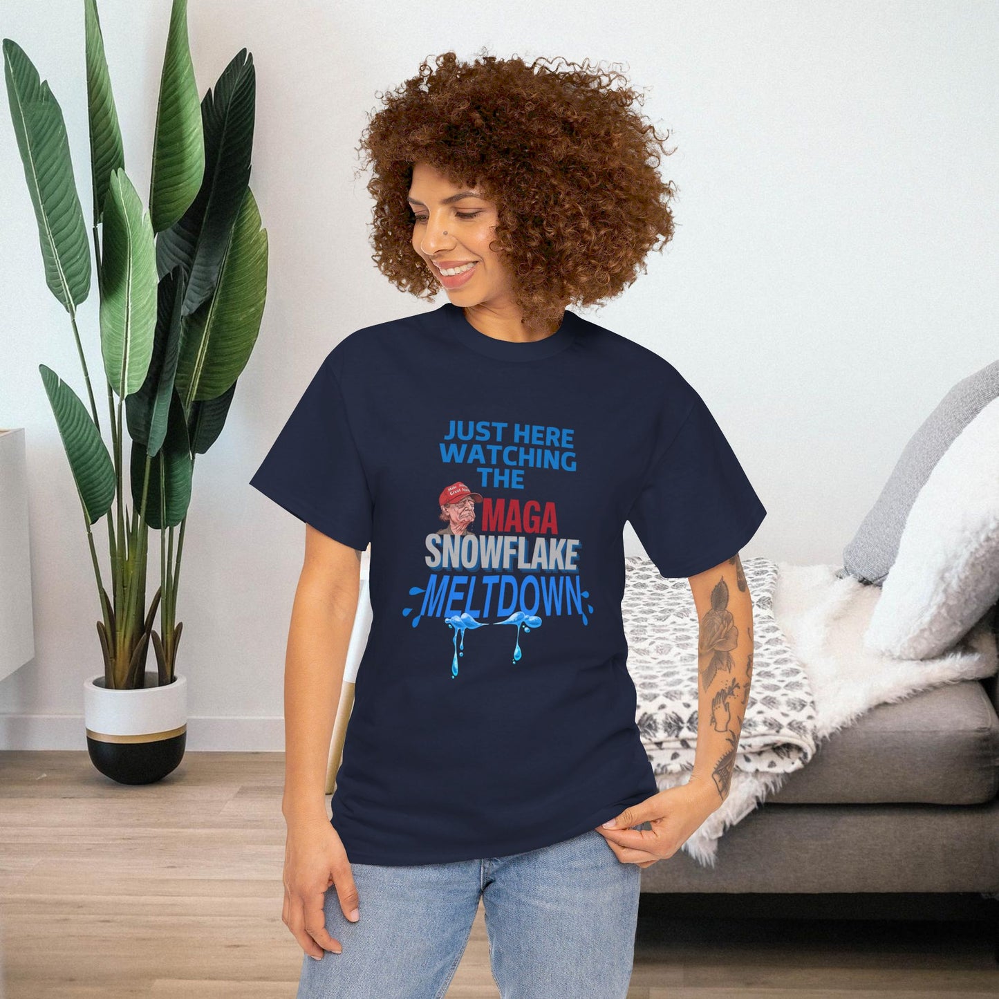 Just Here Watching the MAGA Snowflake Meltdown Shirt- Harris Walz Tee-  Democrat Presidential Election T-Shirt