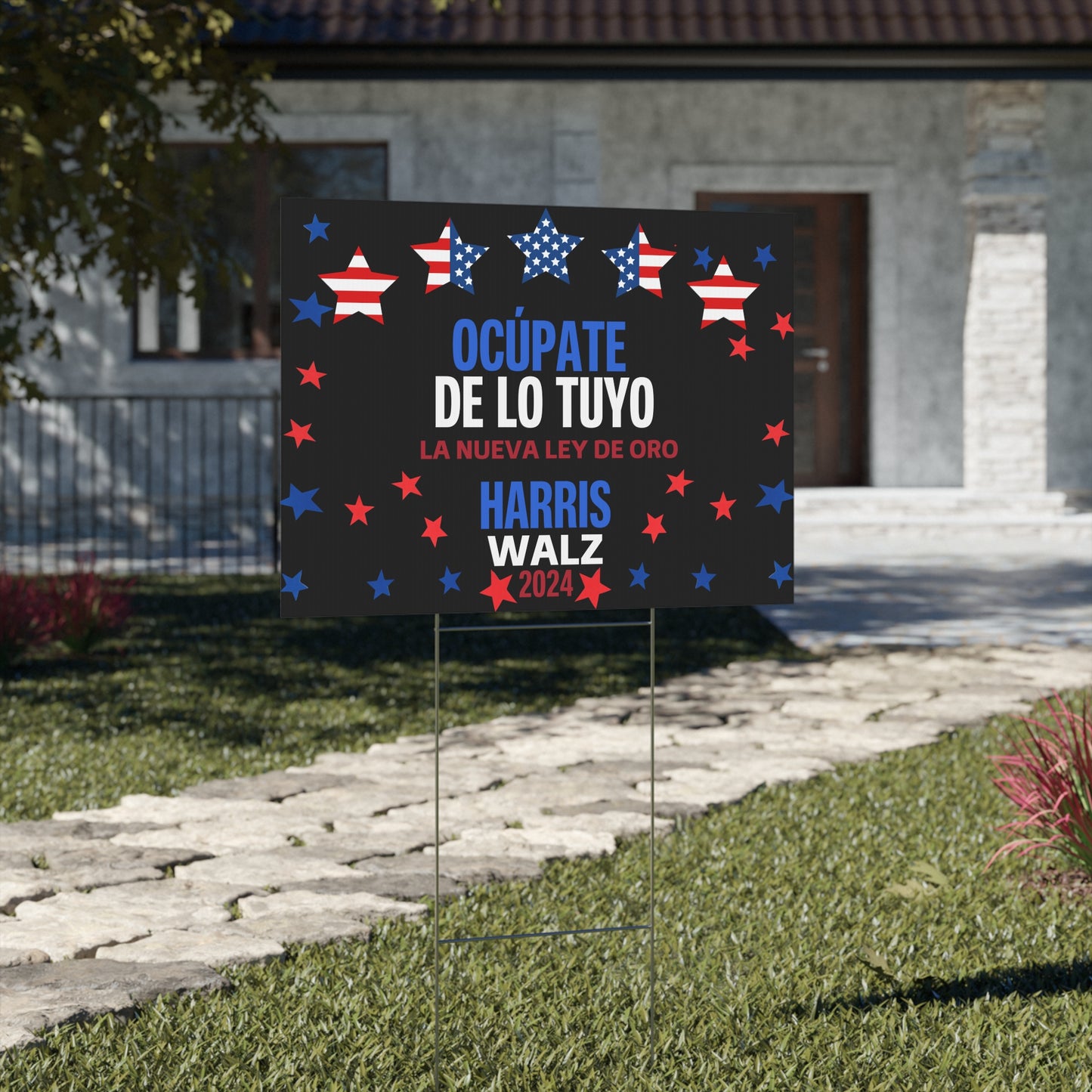 Ocúpate De Lo Tuyo Yard Sign - Harris/Walz 2024 Sign in Spanish - Patriotic Election Political Decor