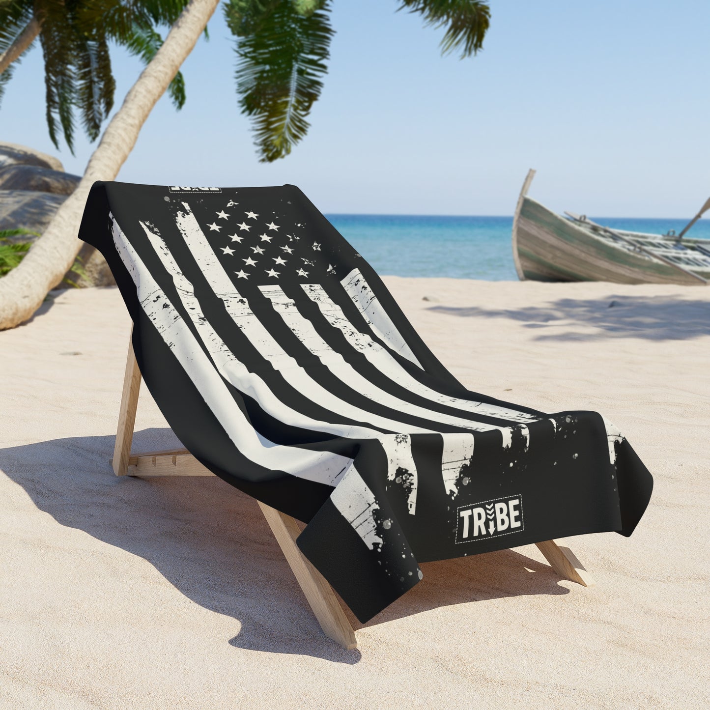 Distressed USA Flag Mourning Protest Beach Towel Social Justice Anti-Trump Merch Anti-Fascism Resist Activist Bars and Stars Beach Towel