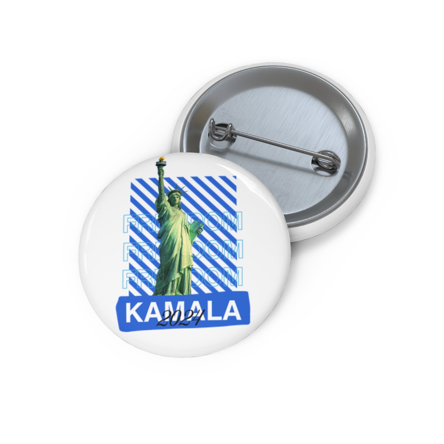 Statue of Liberty Freedom Kamala 2024 Pin Button - Save Democracy Vote Blue Freedom Pin Button