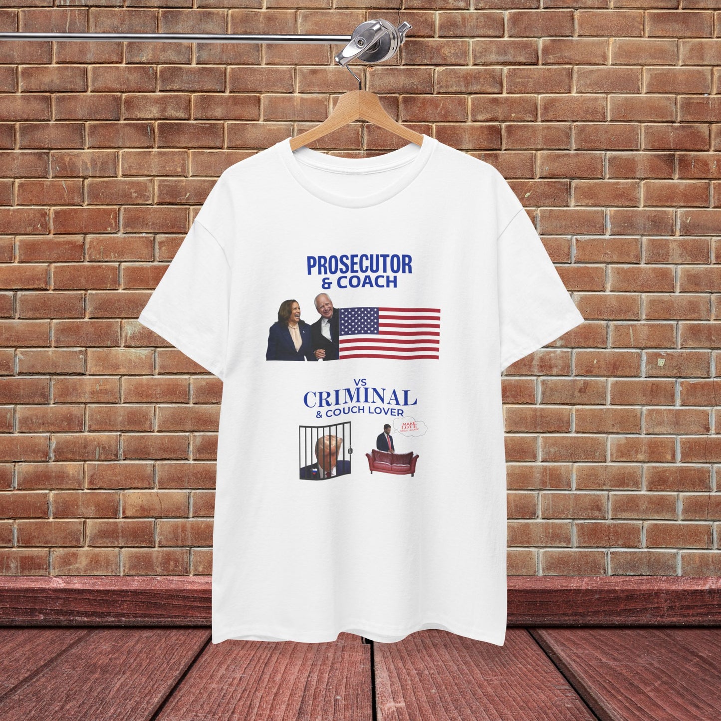 Prosecutor & Coach vs Criminal & Couch Lover Shirt- Harris Walz Tee-  Democrat Presidential Election T-Shirt