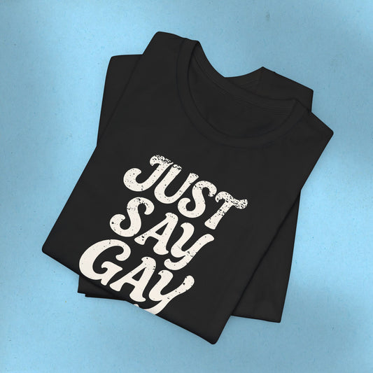 LGBTQIA Tee Just Say Gay Protest Shirt Social Justice LGBTQ Queer Lesbian Bisexual Trans Gay Pride Ring-Spun Cotton TShirt Express Shipping