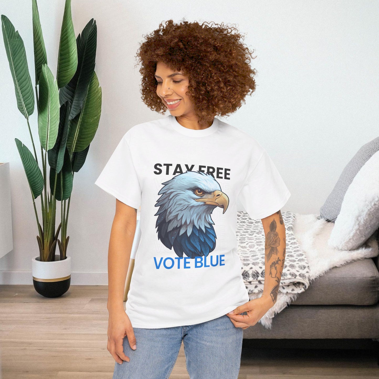 Stay Free Vote Blue Shirt- Freedom Tee-  Democrat Presidential Election T-Shirt