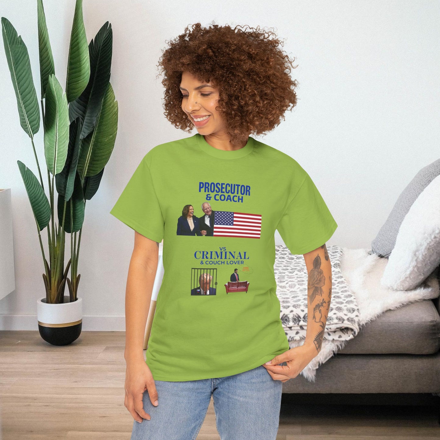 Prosecutor & Coach vs Criminal & Couch Lover Shirt- Harris Walz Tee-  Democrat Presidential Election T-Shirt