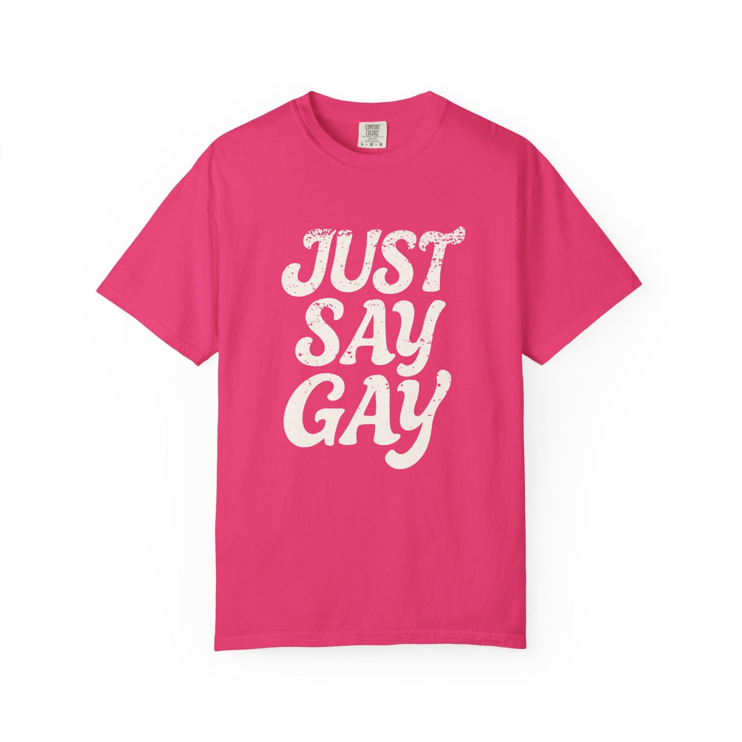 Just Say Gay Protest Shirt Social Justice LGBTQ T-Shirt Comfort Colors Anti-Fascism Resist Queer Gay Lesbian Bisexual Transgender Apparel