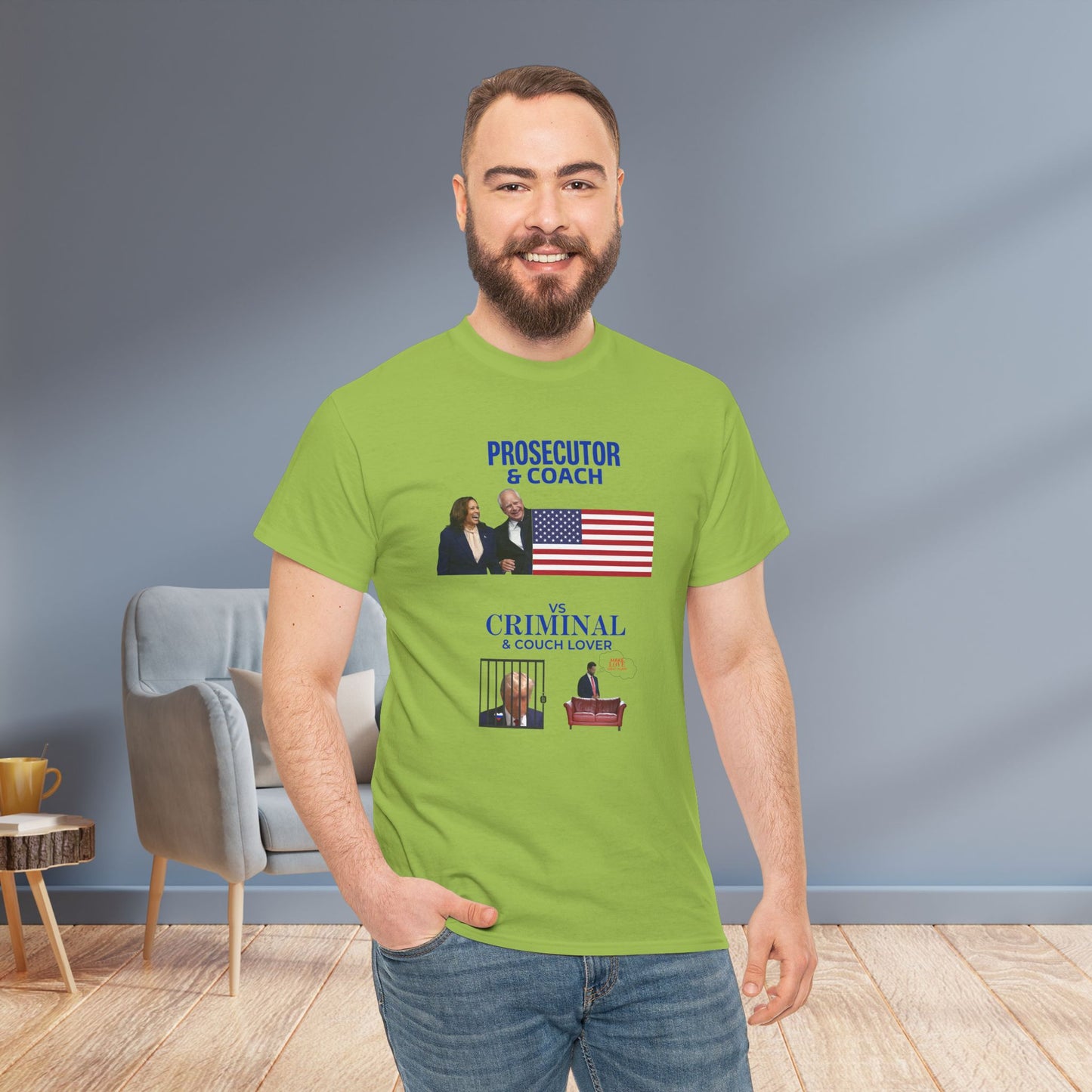 Prosecutor & Coach vs Criminal & Couch Lover Shirt- Harris Walz Tee-  Democrat Presidential Election T-Shirt