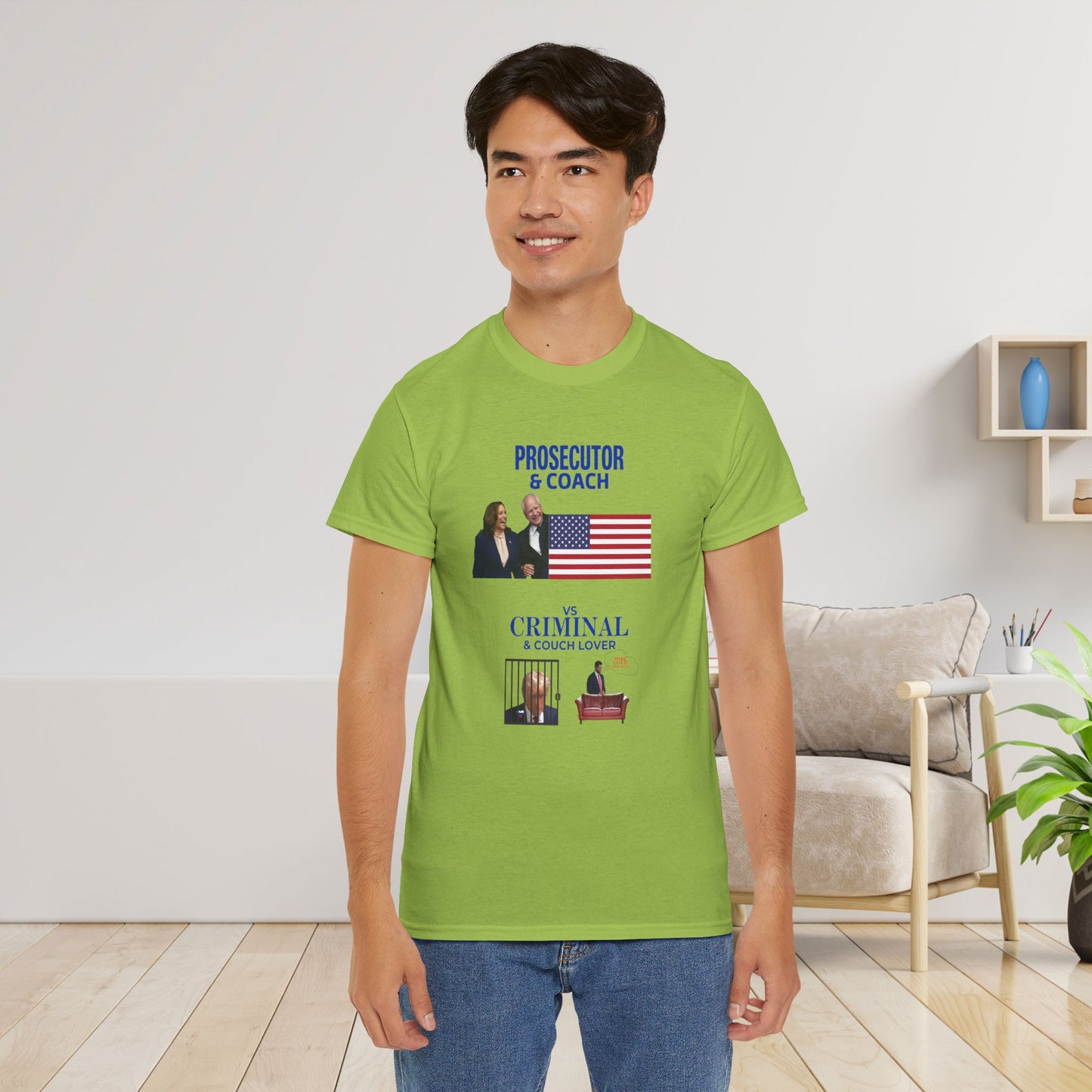 Prosecutor & Coach vs Criminal & Couch Lover Shirt- Harris Walz Tee-  Democrat Presidential Election T-Shirt