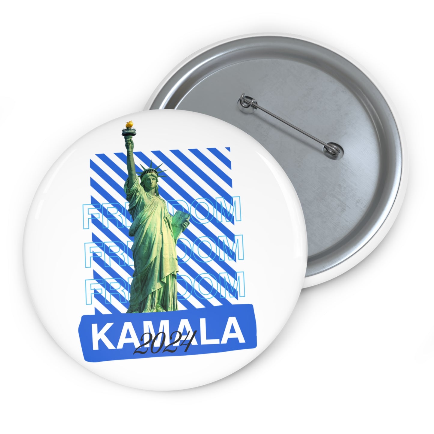 Statue of Liberty Freedom Kamala 2024 Pin Button - Save Democracy Vote Blue Freedom Pin Button