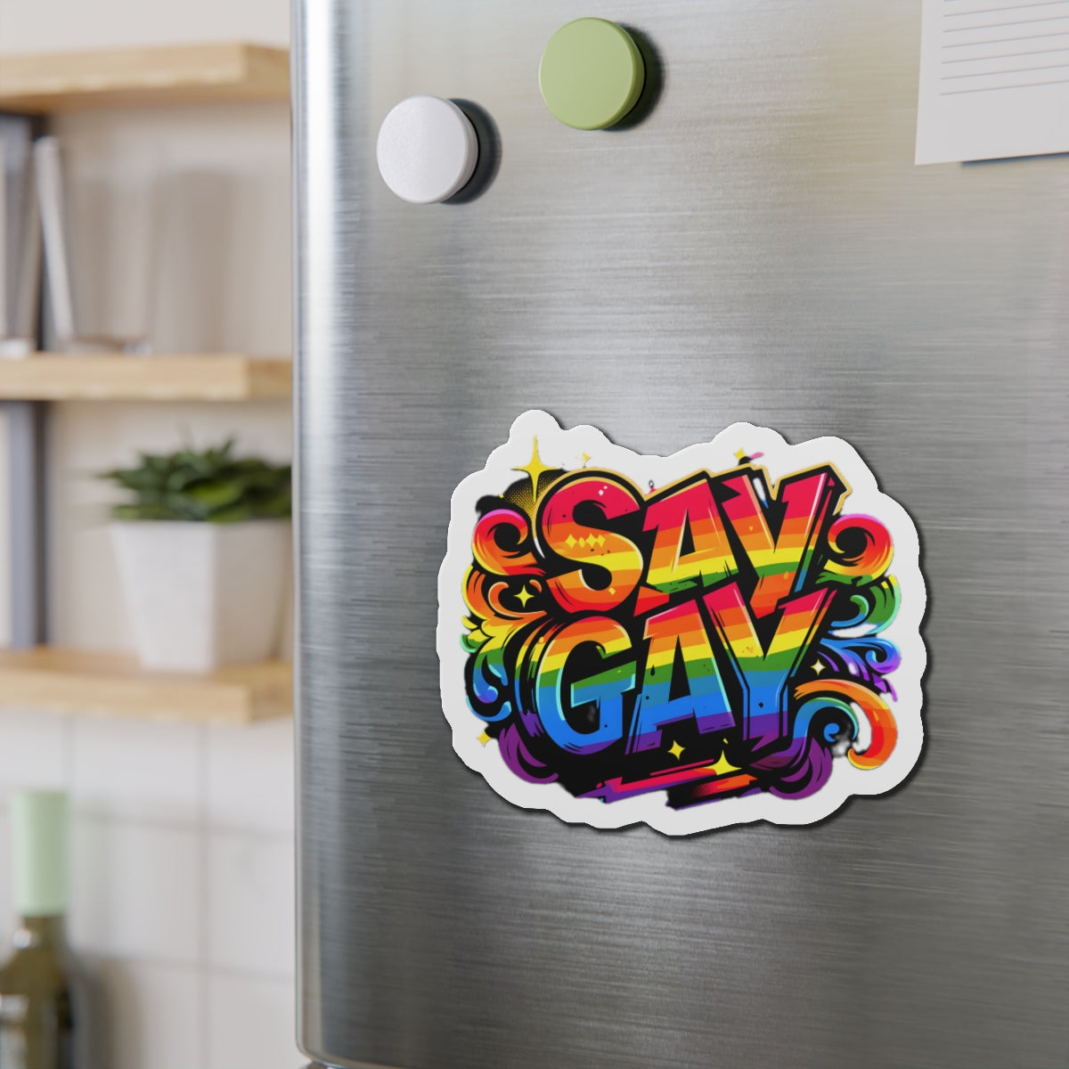 Just Say Gay LGBT Car Magnet for Fridge LGBTQ Magnetic Sign Queer Lesbian Bisexual Transgender Gay Pride Merch LGBTQIA Political Decal