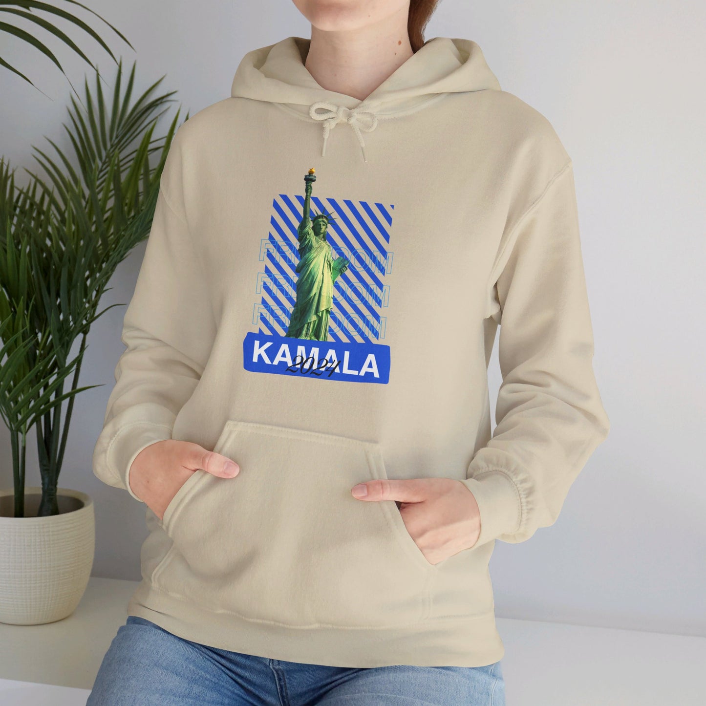 Freedom Kamala 2024 Hooded Sweatshirt - Statue of Liberty Freedom Hoodie - Pullover Hoodie