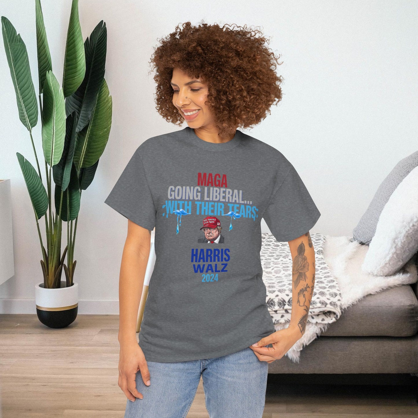 MAGA Going Liberal With Their Tears Shirt- Harris Walz Tee-  Democrat Presidential Election T-Shirt