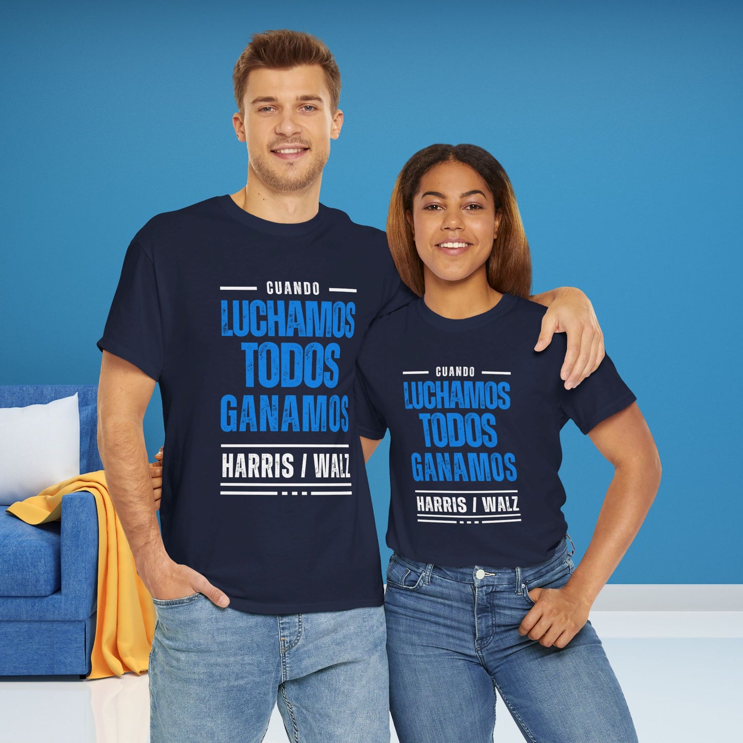 Cuando Luchamos Todos Ganamos Shirt- When We Fight We Win Tee in Spanish-  Latinx for Harris Democrat Presidential Election T-Shirt