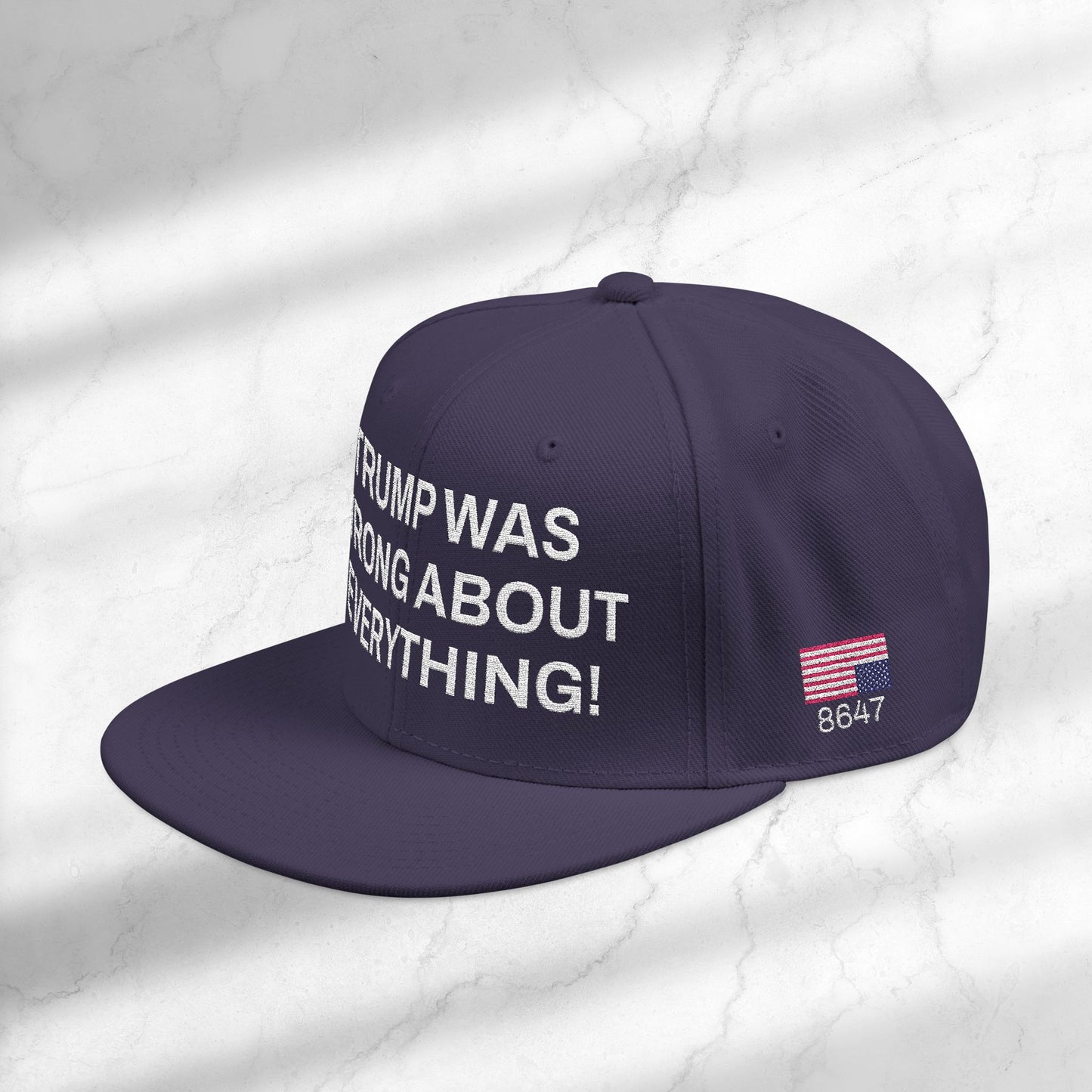 FDT Cap Embroidery Snapback DJT Protest Hat Trump Was Wrong About Everything Anti-Trump Merch Anti-Fascism Resistance Not My President Hat