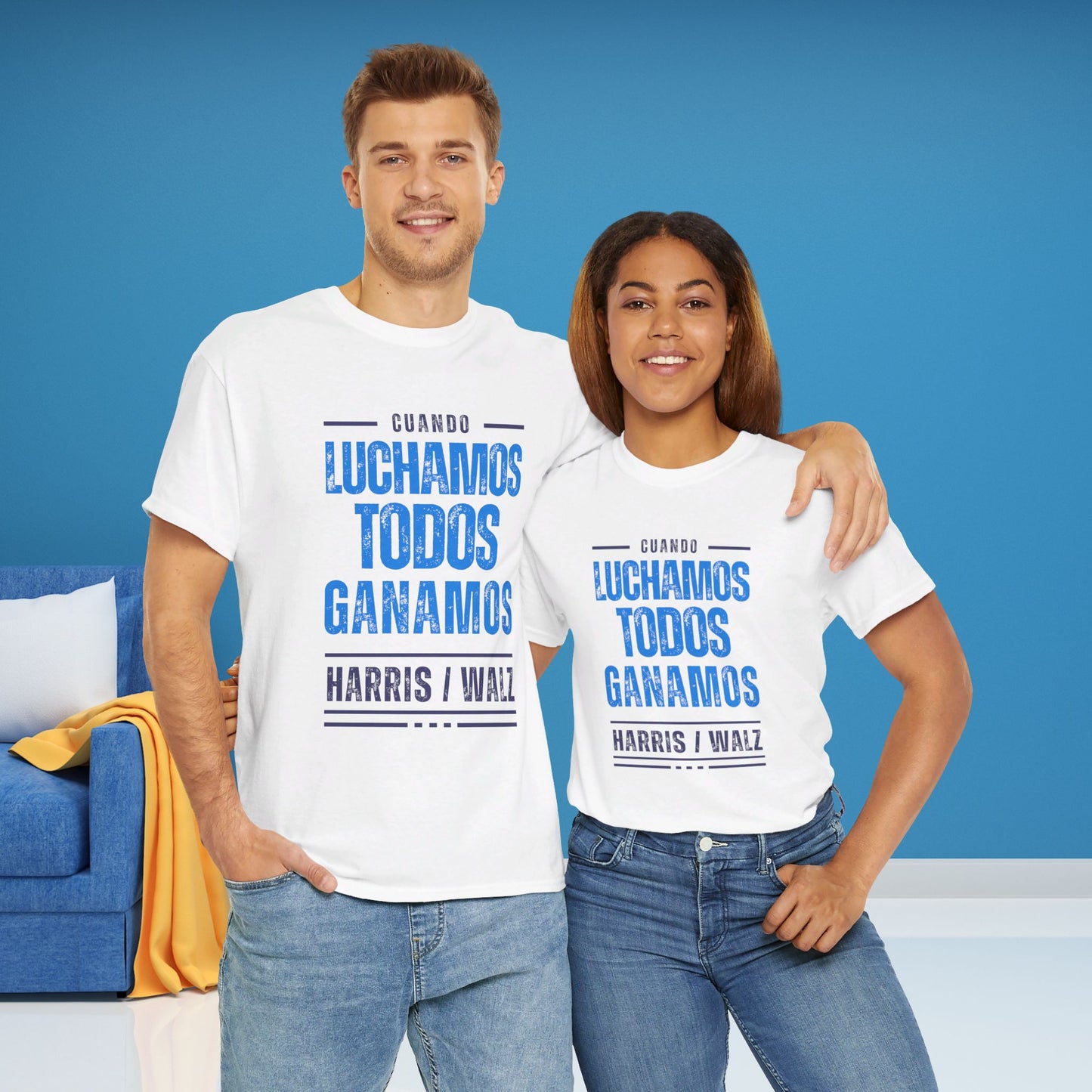 Cuando Luchamos Todos Ganamos Shirt- When We Fight We Win Tee in Spanish-  Latinx for Harris Democrat Presidential Election T-Shirt