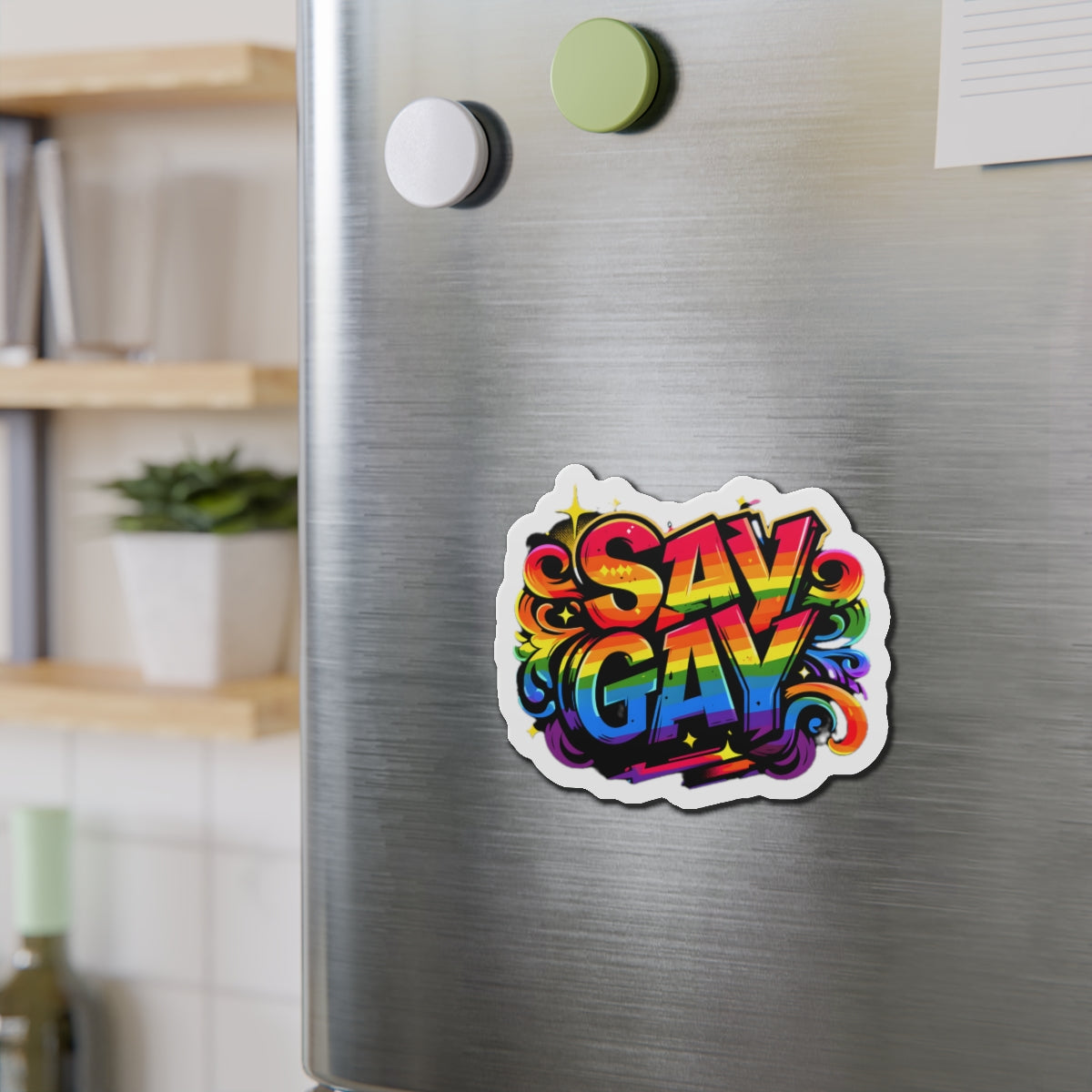 Just Say Gay LGBT Car Magnet for Fridge LGBTQ Magnetic Sign Queer Lesbian Bisexual Transgender Gay Pride Merch LGBTQIA Political Decal