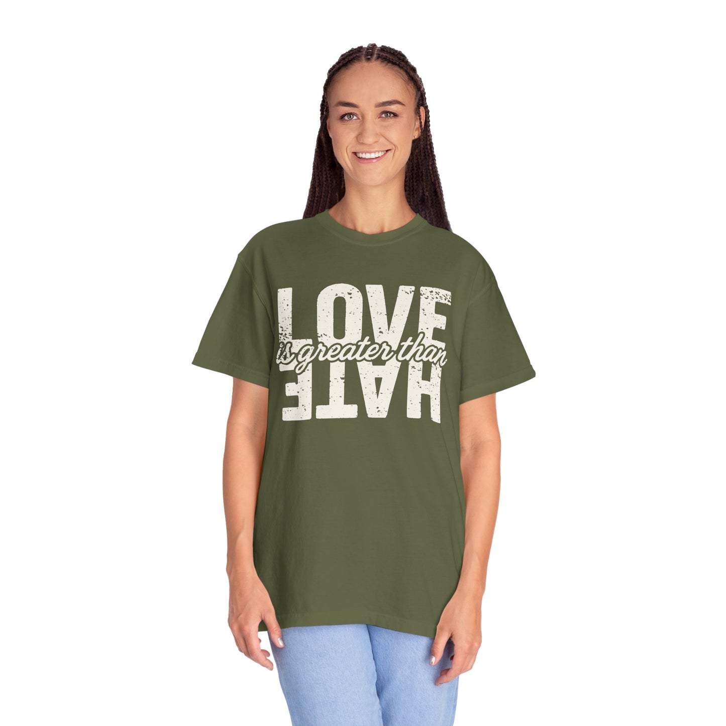 Protest Shirt Love Is Greater Than Hate Social Justice T-Shirt Anti-Trump Merch Comfort Colors Anti-Fascism Resistance Gear Protest Apparel
