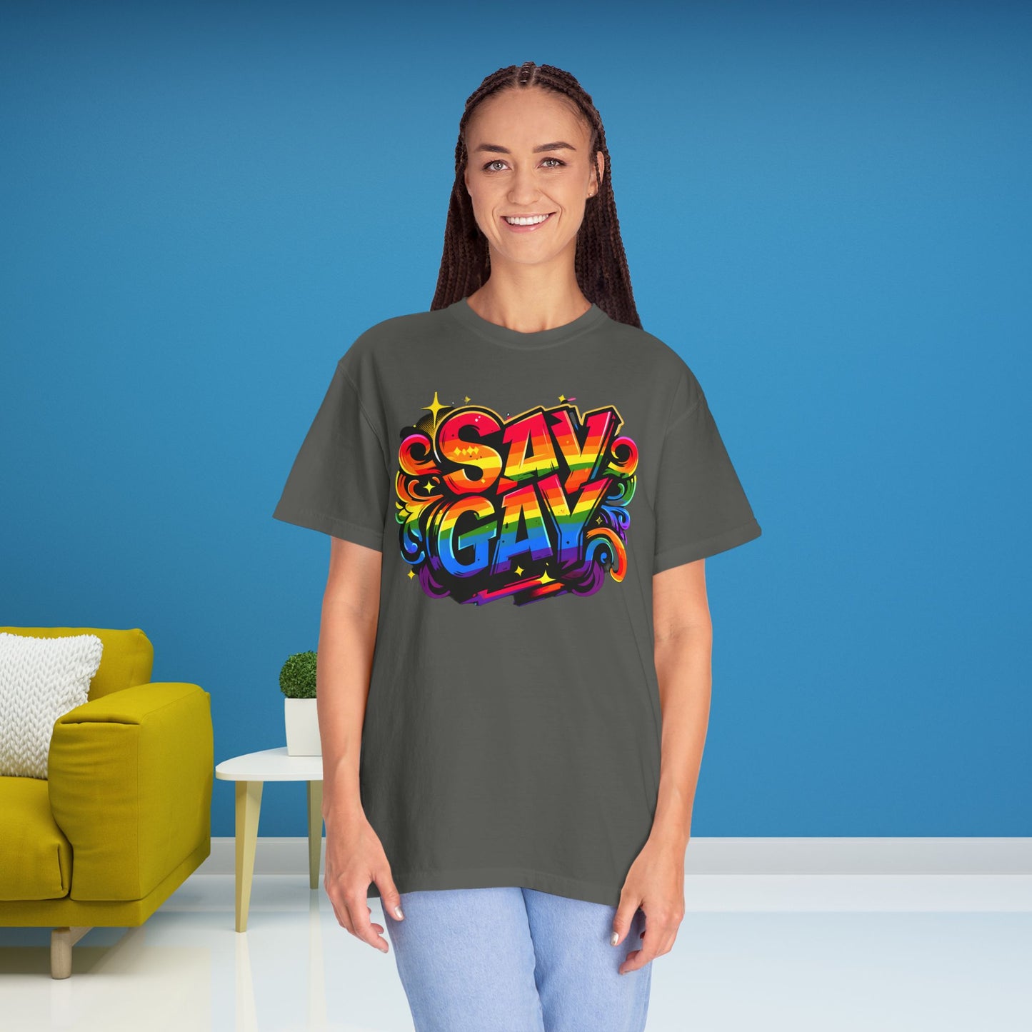 Say Gay Protest Shirt LGBT TShirt Social Justice LGBTQ T-Shirt Comfort Colors Tee Anti-Fascism Queer Gay Lesbian Bisexual Trans Apparel