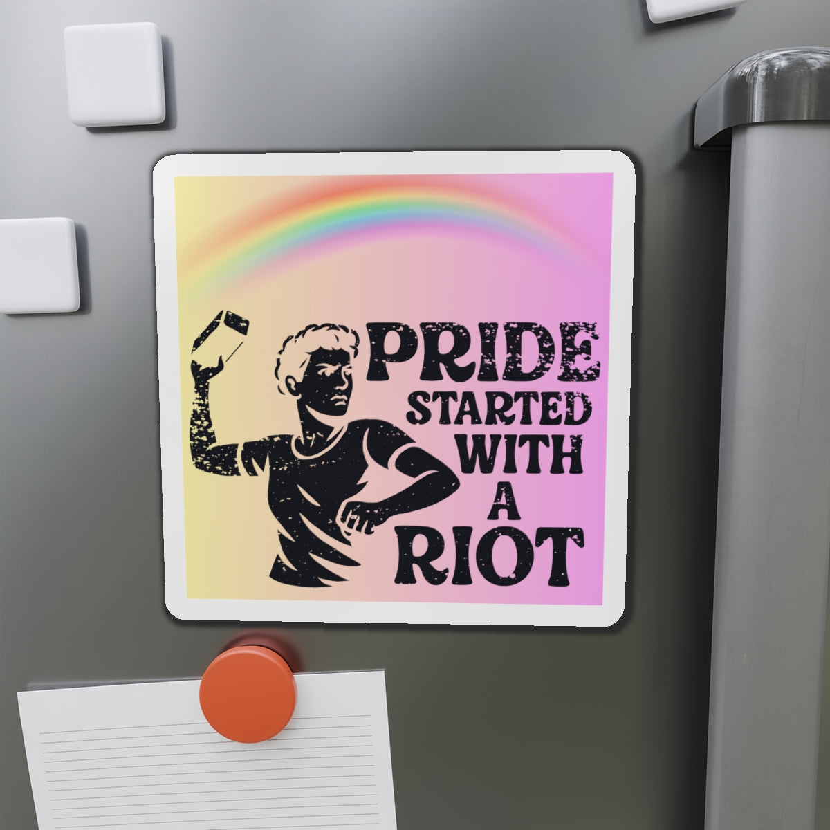 Stonewall Protest LGBTQ Political Magnet for Fridge Gay Pride Merch LGBT Car Magnetic Sign Lesbian Bisexual Transexual Queer Political Decal