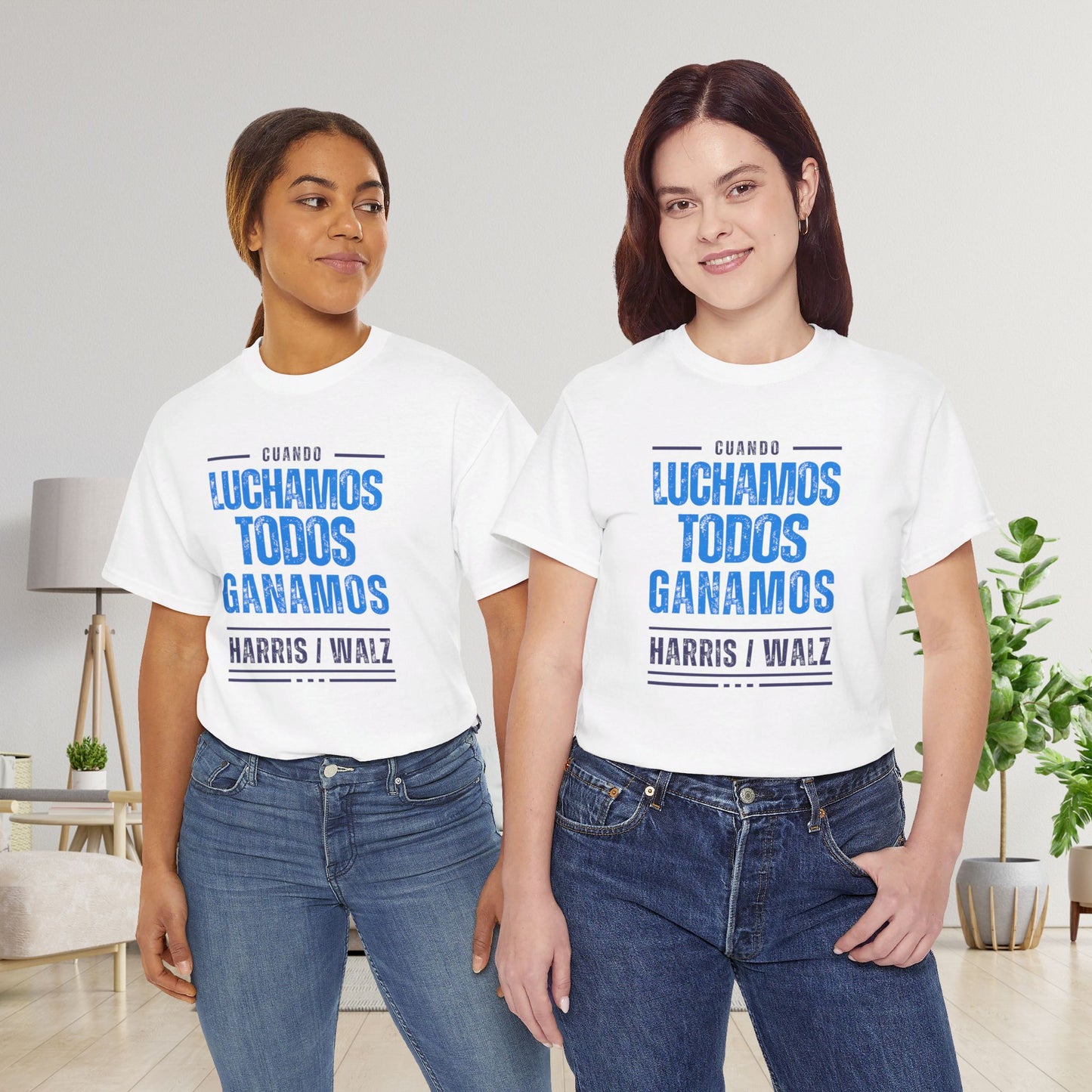 Cuando Luchamos Todos Ganamos Shirt- When We Fight We Win Tee in Spanish-  Latinx for Harris Democrat Presidential Election T-Shirt