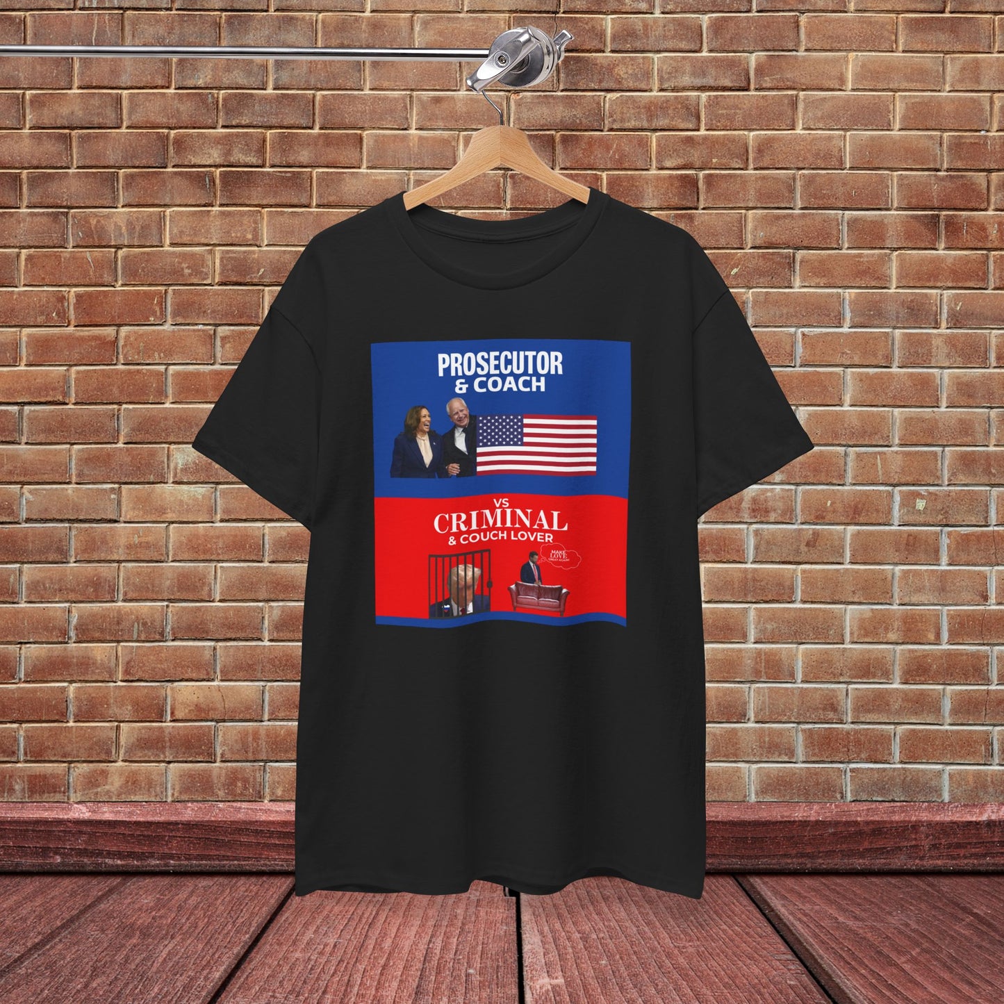 Prosecutor & Coach vs Criminal & Couch Lover Shirt- Harris Walz Tee-  Democrat Presidential Election T-Shirt