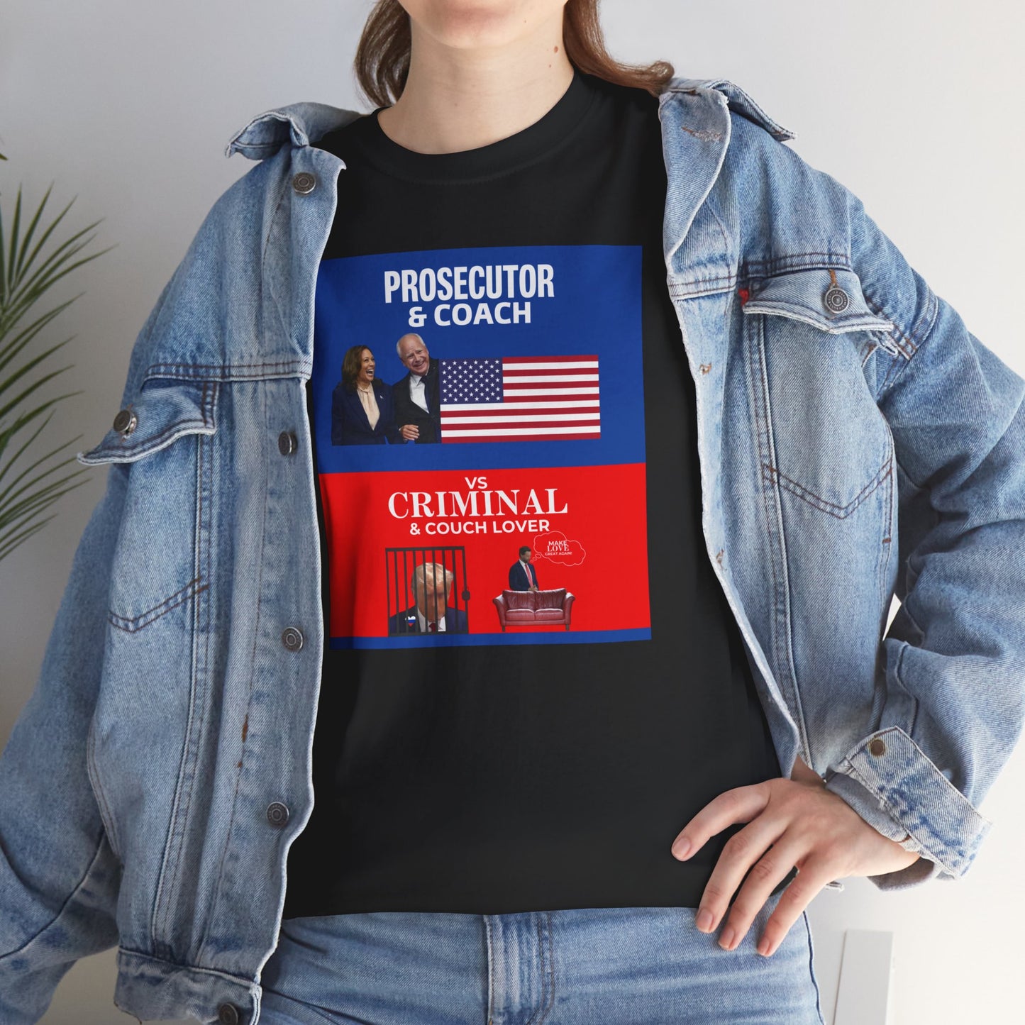 Prosecutor & Coach vs Criminal & Couch Lover Shirt- Harris Walz Tee-  Democrat Presidential Election T-Shirt