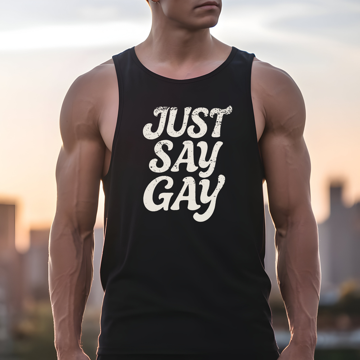 Just Say Gay Protest Tank Top Social Justice Shirt LGBTQ Tank Anti-Fascism Gear Resist Top Queer Gay Lesbian Bisexual Transgender Apparel