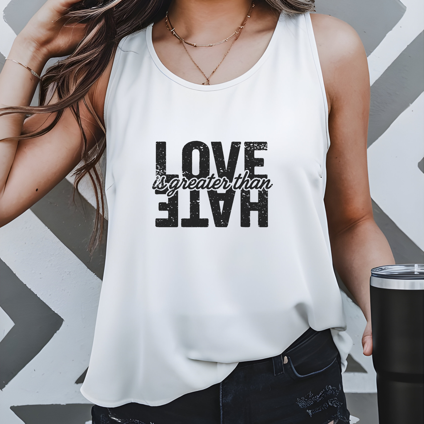 Protest Tank Top Love Is Greater Than Hate Social Justice Shirt Anti-Trump Merch Anti-Fascism Gear Resistance Tank Top Democrat Apparel