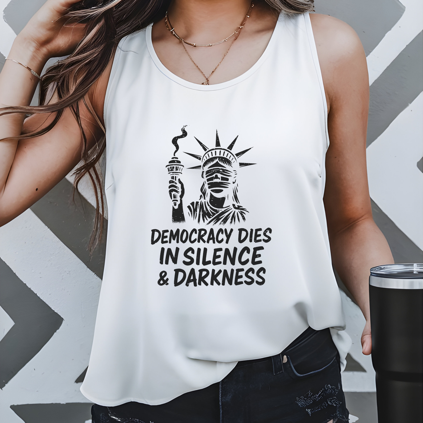 Protest Tank Top Extinguished Liberty Tee Social Justice Shirt Anti-Trump Merch Anti-Fascism Gear Resistance Tank Top Democrat Apparel
