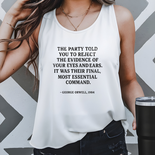George Orwell's 1984 Protest Tank Top Social Justice Shirt Anti-Trump Merch Anti-Fascism Gear Resistance Activist Tank Top Democrat Apparel