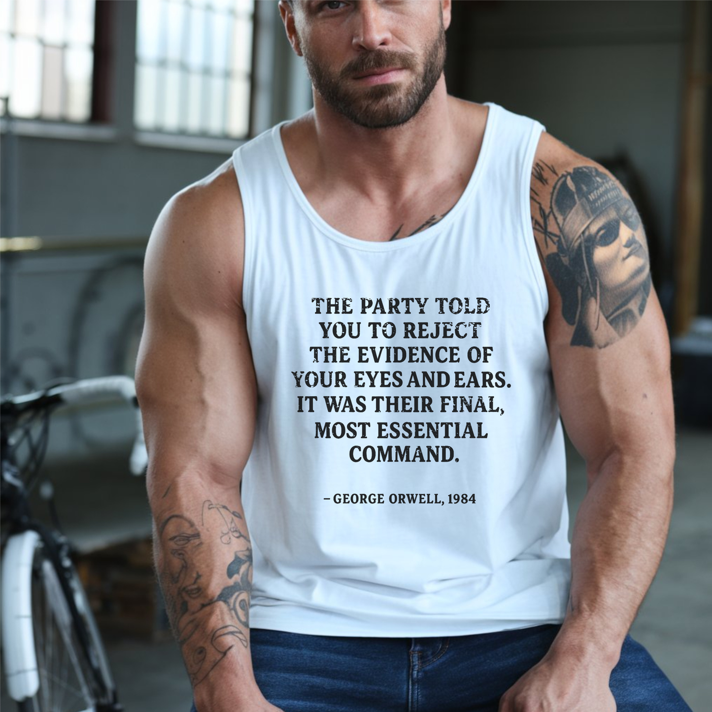 George Orwell's 1984 Protest Tank Top Social Justice Shirt Anti-Trump Merch Anti-Fascism Gear Resistance Activist Tank Top Democrat Apparel