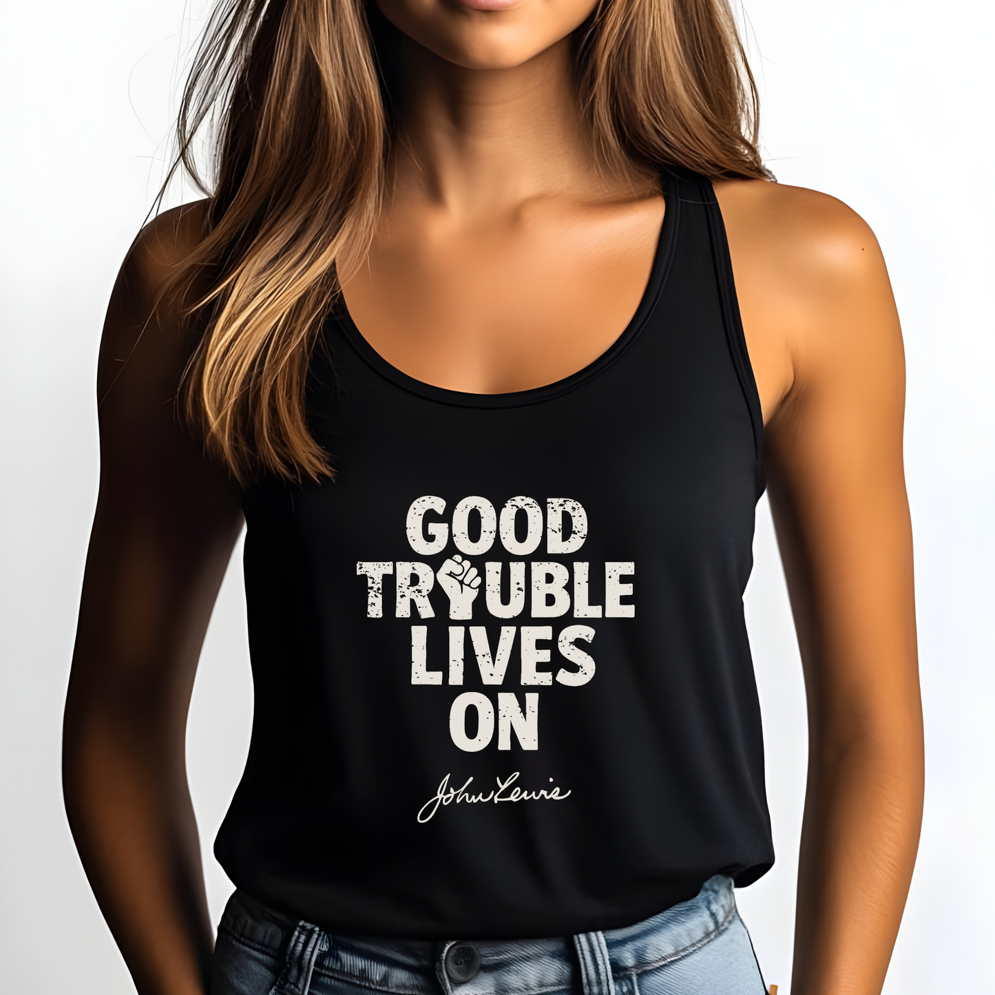Good Trouble Necessary Trouble Activist Tank Top John Lewis Shirt Social Justice Shirt Protest Anti-Maga Resistance Anti-Trump Democrat Tank