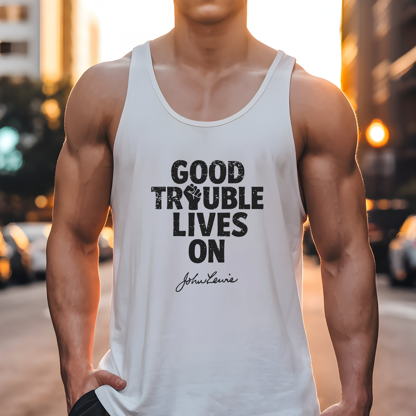 Good Trouble Necessary Trouble Activist Tank Top John Lewis Shirt Social Justice Shirt Protest Anti-Maga Resistance Anti-Trump Democrat Tank