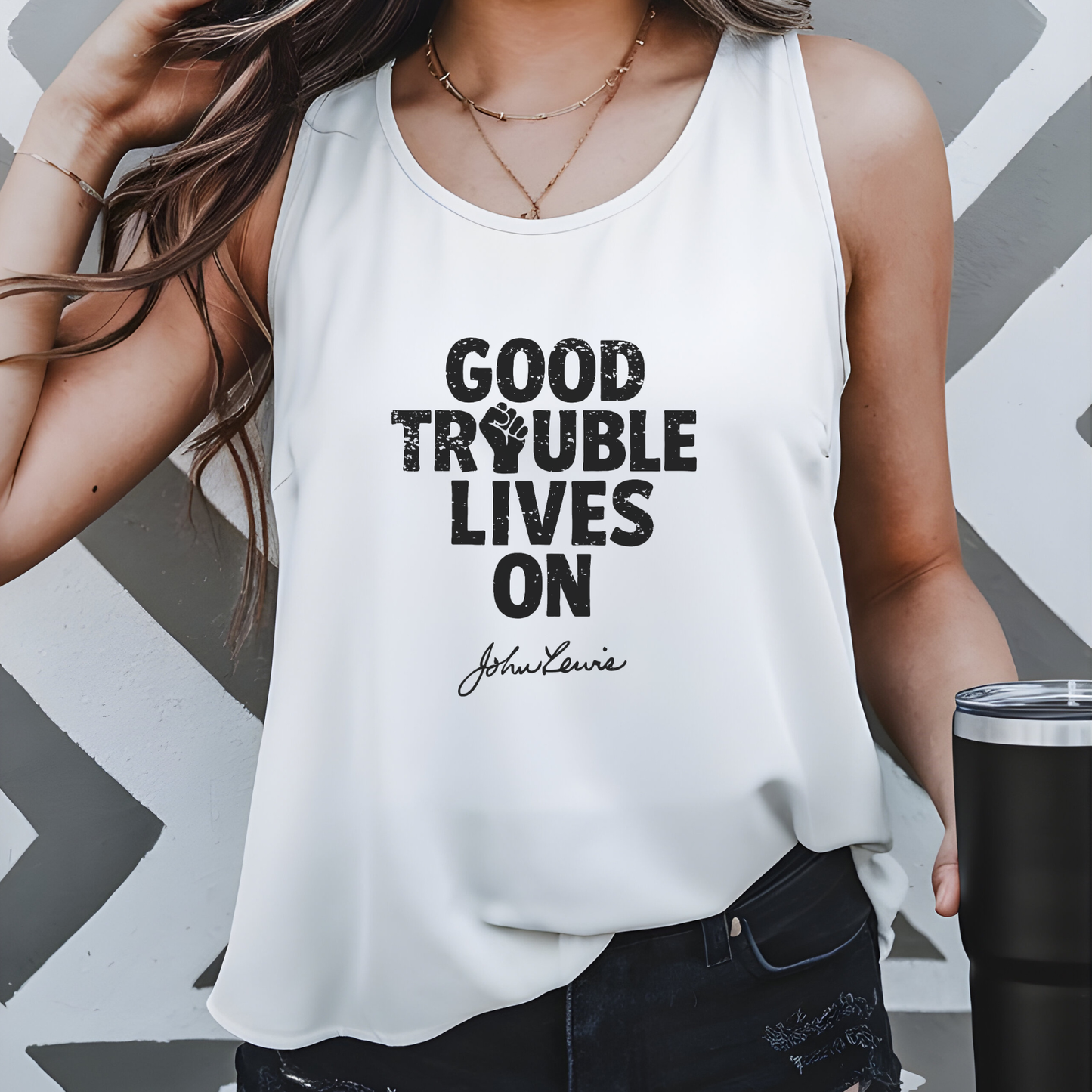 Good Trouble Necessary Trouble Activist Tank Top John Lewis Shirt Social Justice Shirt Protest Anti-Maga Resistance Anti-Trump Democrat Tank