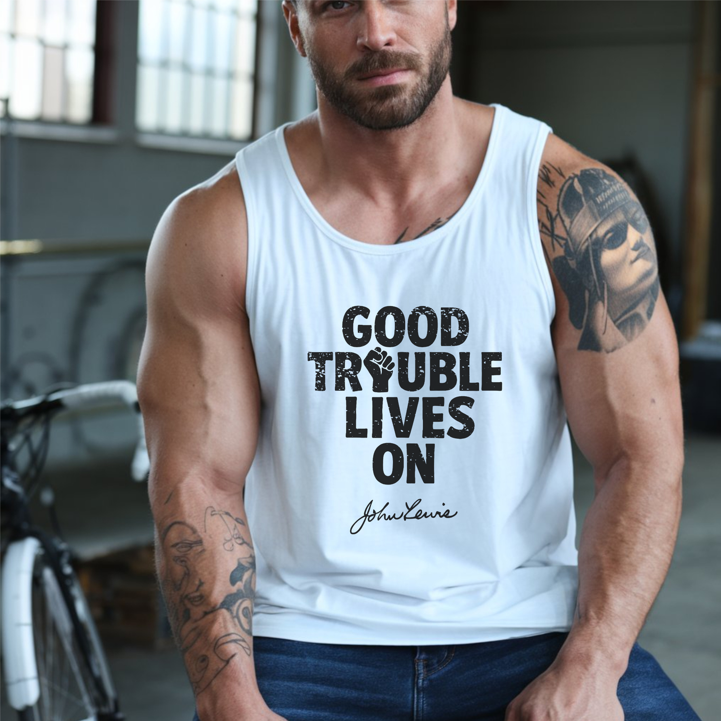 Good Trouble Necessary Trouble Activist Tank Top John Lewis Shirt Social Justice Shirt Protest Anti-Maga Resistance Anti-Trump Democrat Tank
