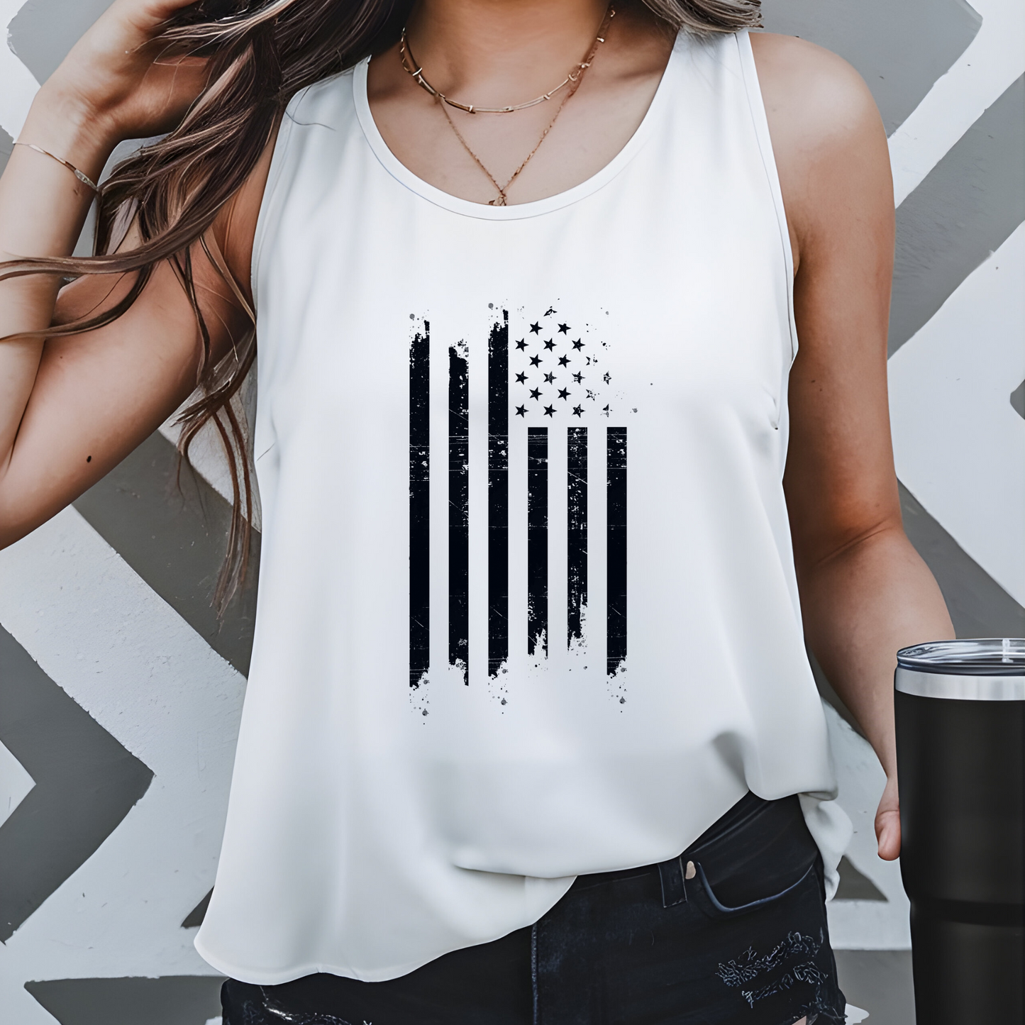 Distressed US Flag Mourning Protest Tank Top Social Justice Shirt Anti-Trump Merch Anti-Fascism Resist Activist Tank Top Democrat Apparel