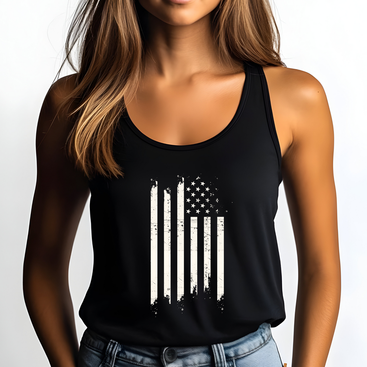 Distressed US Flag Mourning Protest Tank Top Social Justice Shirt Anti-Trump Merch Anti-Fascism Resist Activist Tank Top Democrat Apparel