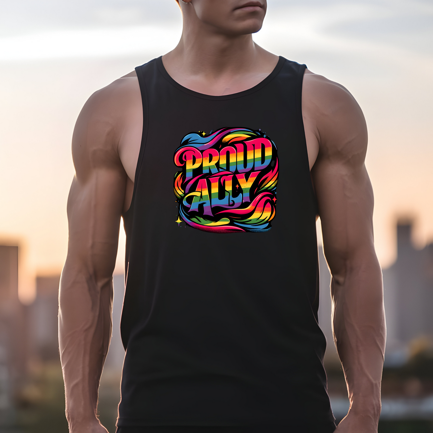 Proud Straight Ally Gay Pride Tank Top Proud Straight Supporter Bella + Canvas Cotton LGBTQIA Unisex Tanks LGBTQ Pride Shirt
