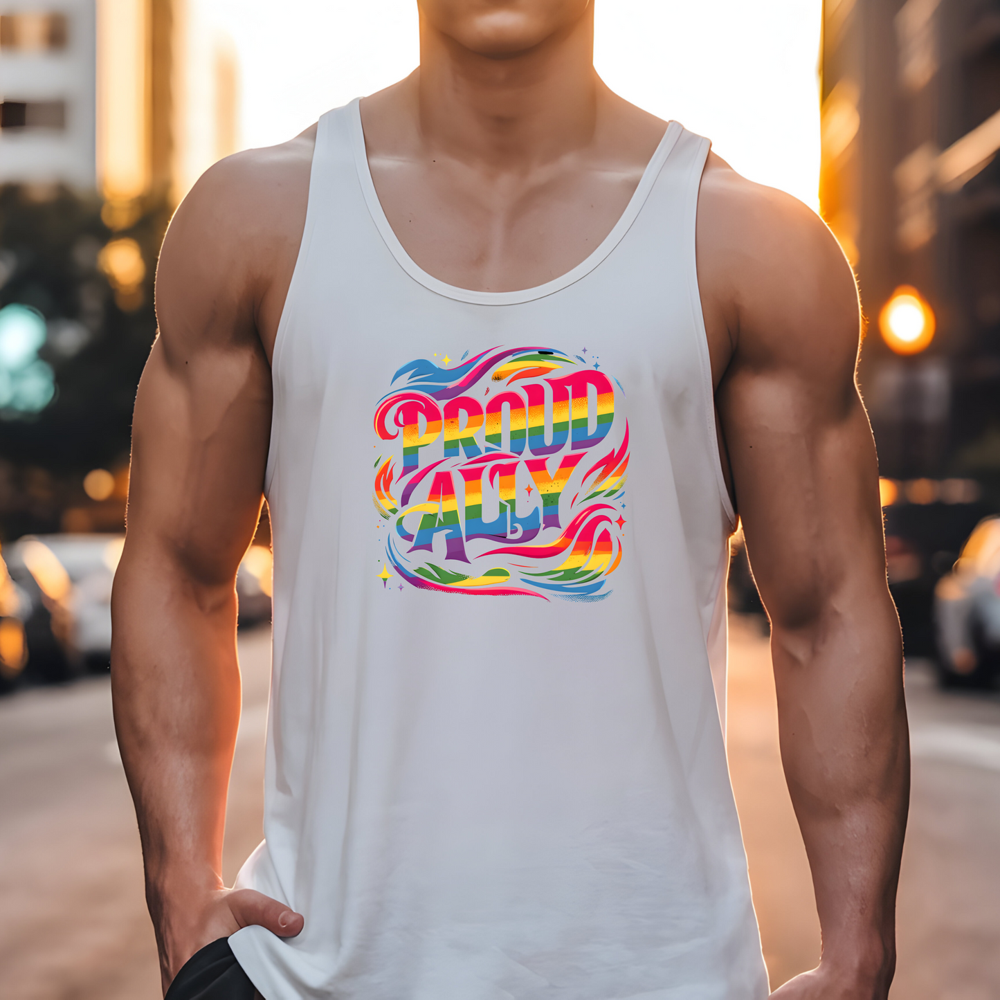 Proud Straight Ally Gay Pride Tank Top Proud Straight Supporter Bella + Canvas Cotton LGBTQIA Unisex Tanks LGBTQ Pride Shirt
