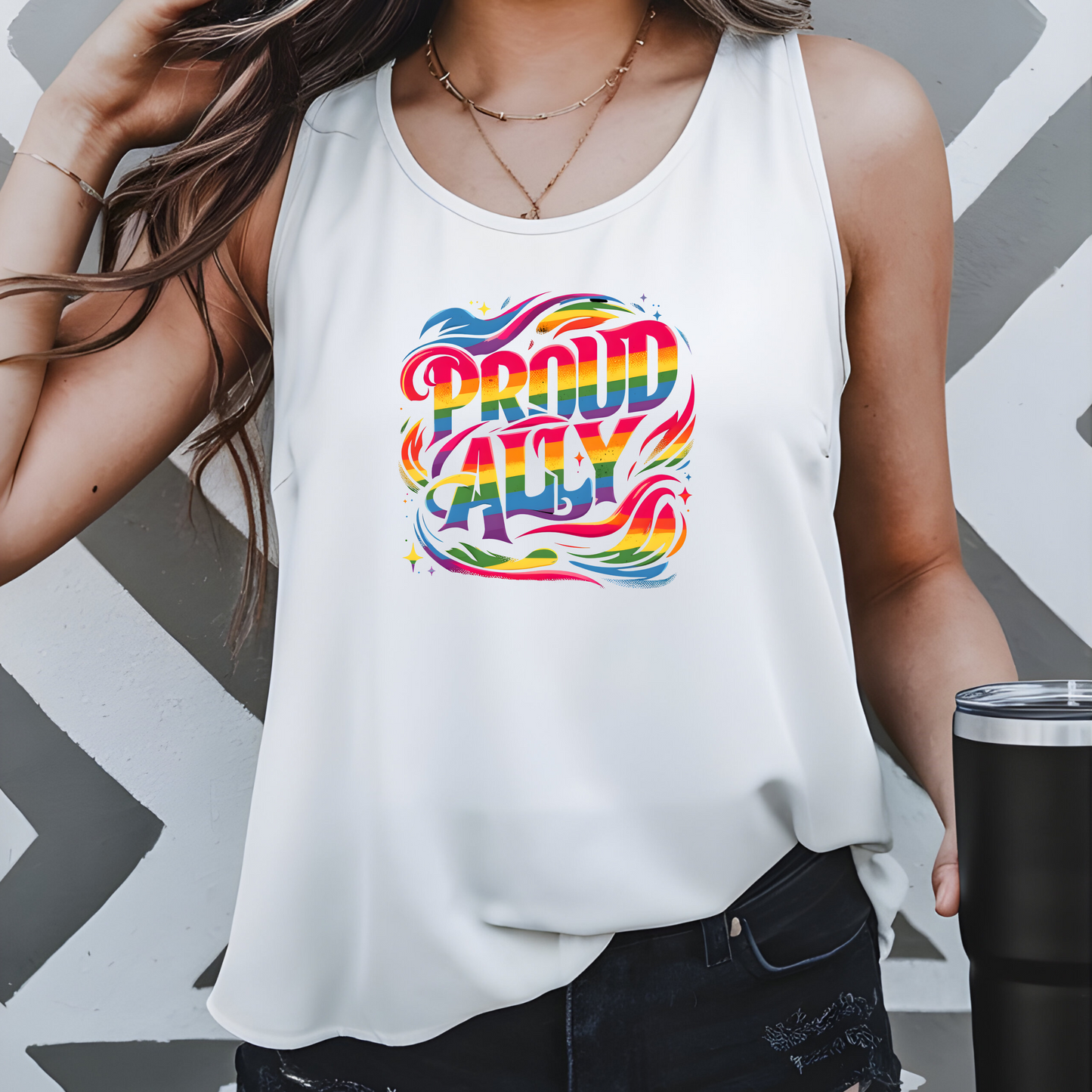 Proud Straight Ally Gay Pride Tank Top Proud Straight Supporter Bella + Canvas Cotton LGBTQIA Unisex Tanks LGBTQ Pride Shirt