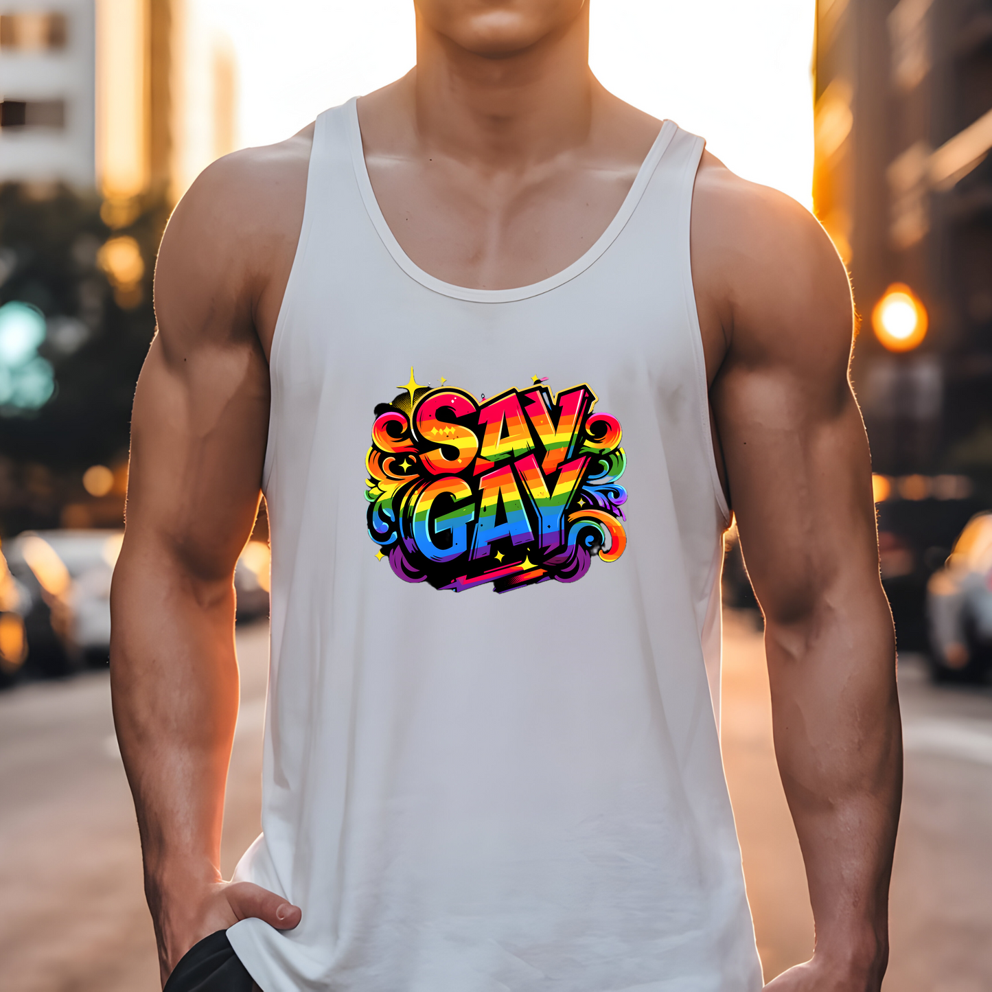 Say Gay Protest Tank Top LGBT Sleeveless Shirt Social Justice LGBTQ Tank LGBTQIA Top Queer Lesbian Bisexual Transgender Gay Pride Apparel