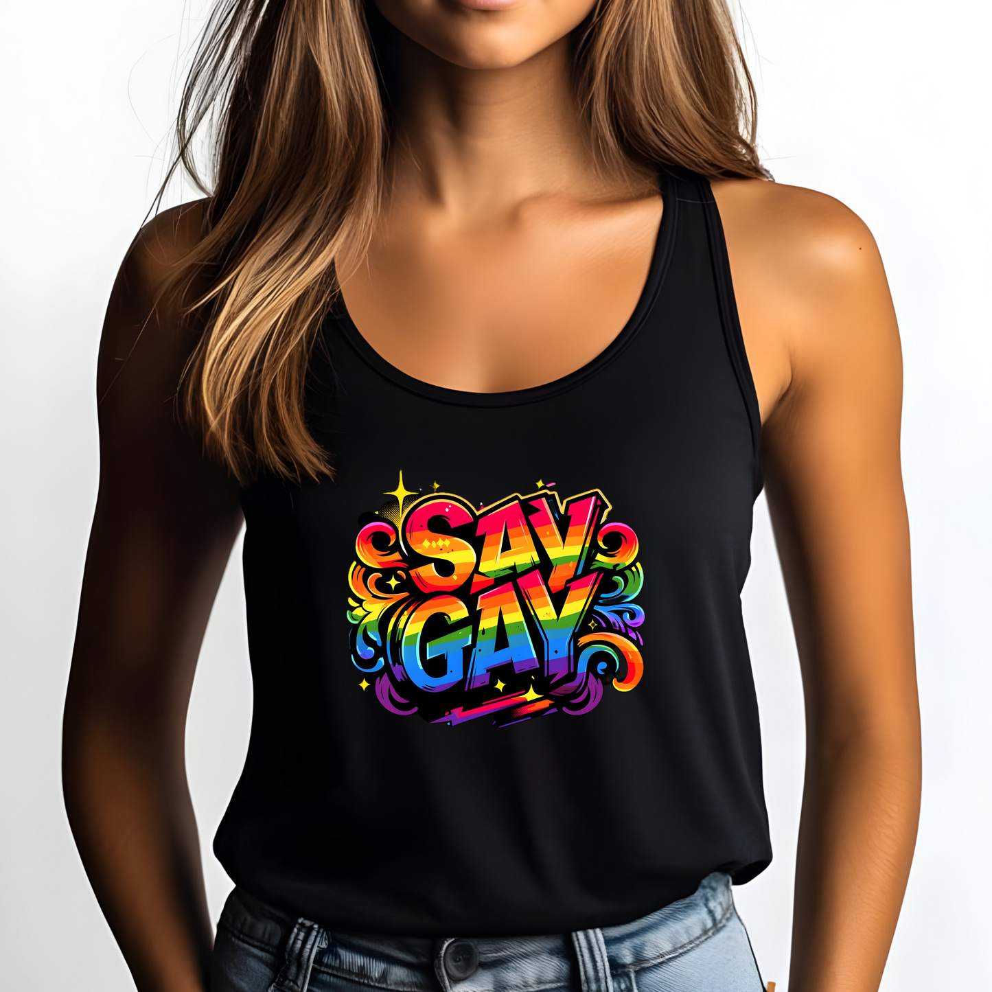 Say Gay Protest Tank Top LGBT Sleeveless Shirt Social Justice LGBTQ Tank LGBTQIA Top Queer Lesbian Bisexual Transgender Gay Pride Apparel