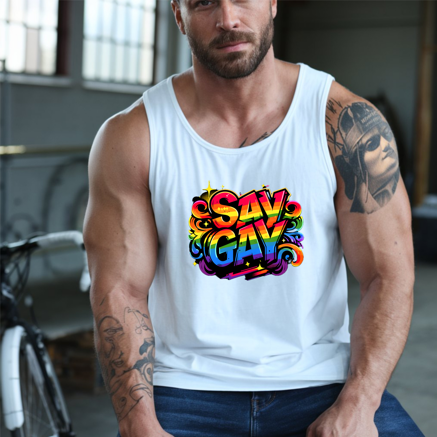 Say Gay Protest Tank Top LGBT Sleeveless Shirt Social Justice LGBTQ Tank LGBTQIA Top Queer Lesbian Bisexual Transgender Gay Pride Apparel