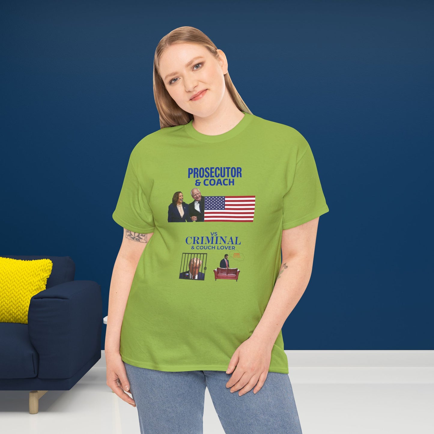 Prosecutor & Coach vs Criminal & Couch Lover Shirt- Harris Walz Tee-  Democrat Presidential Election T-Shirt